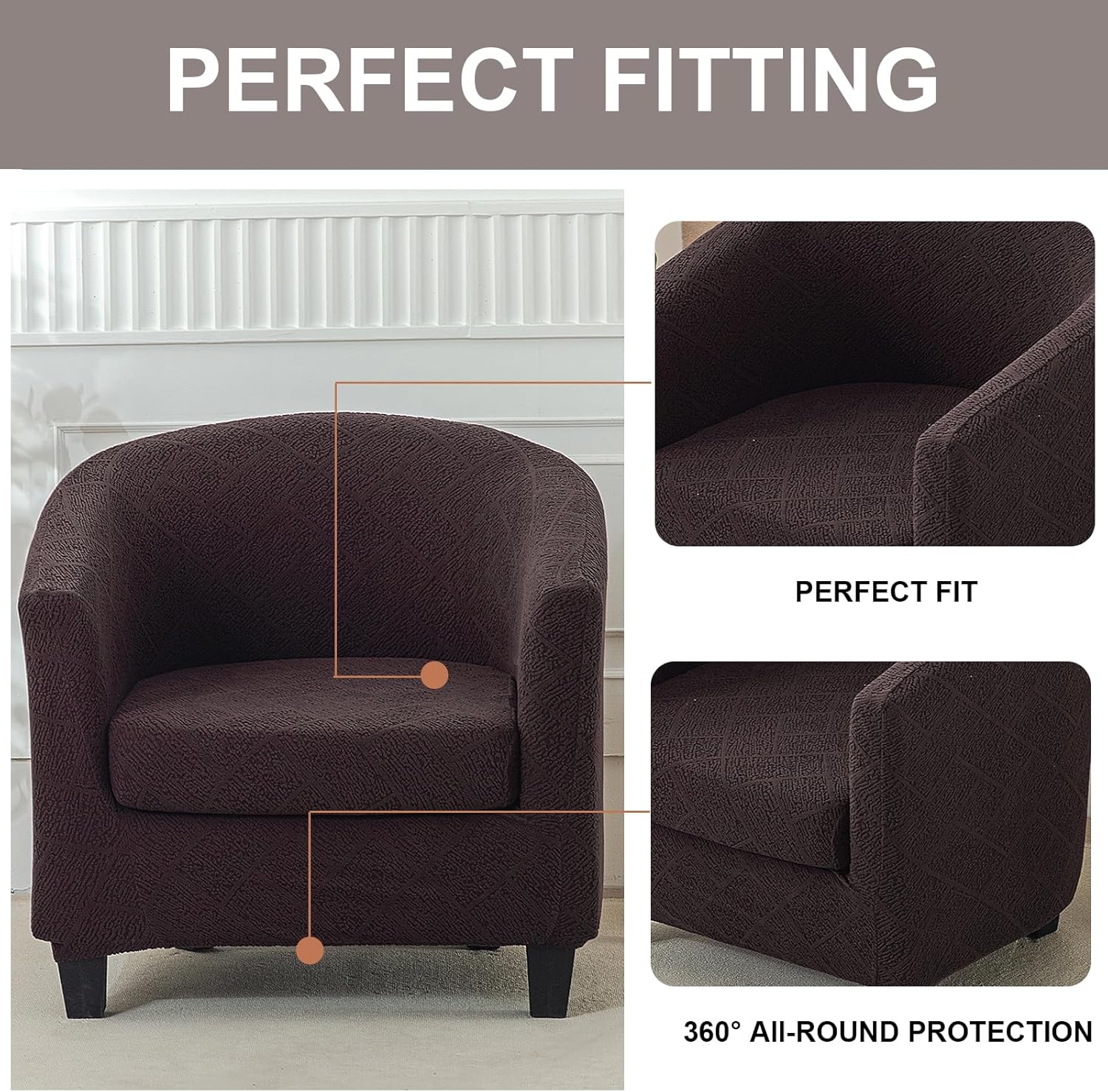 Eco-Ancheng Chair Cover Club Chair Slipcover Stretch Tub Chair Covers Barrel Chair Covers Jacquard Armchair Covers Sofa Cover Removable Couch Furniture Protector Arm Chair Cover for Living Room,21
