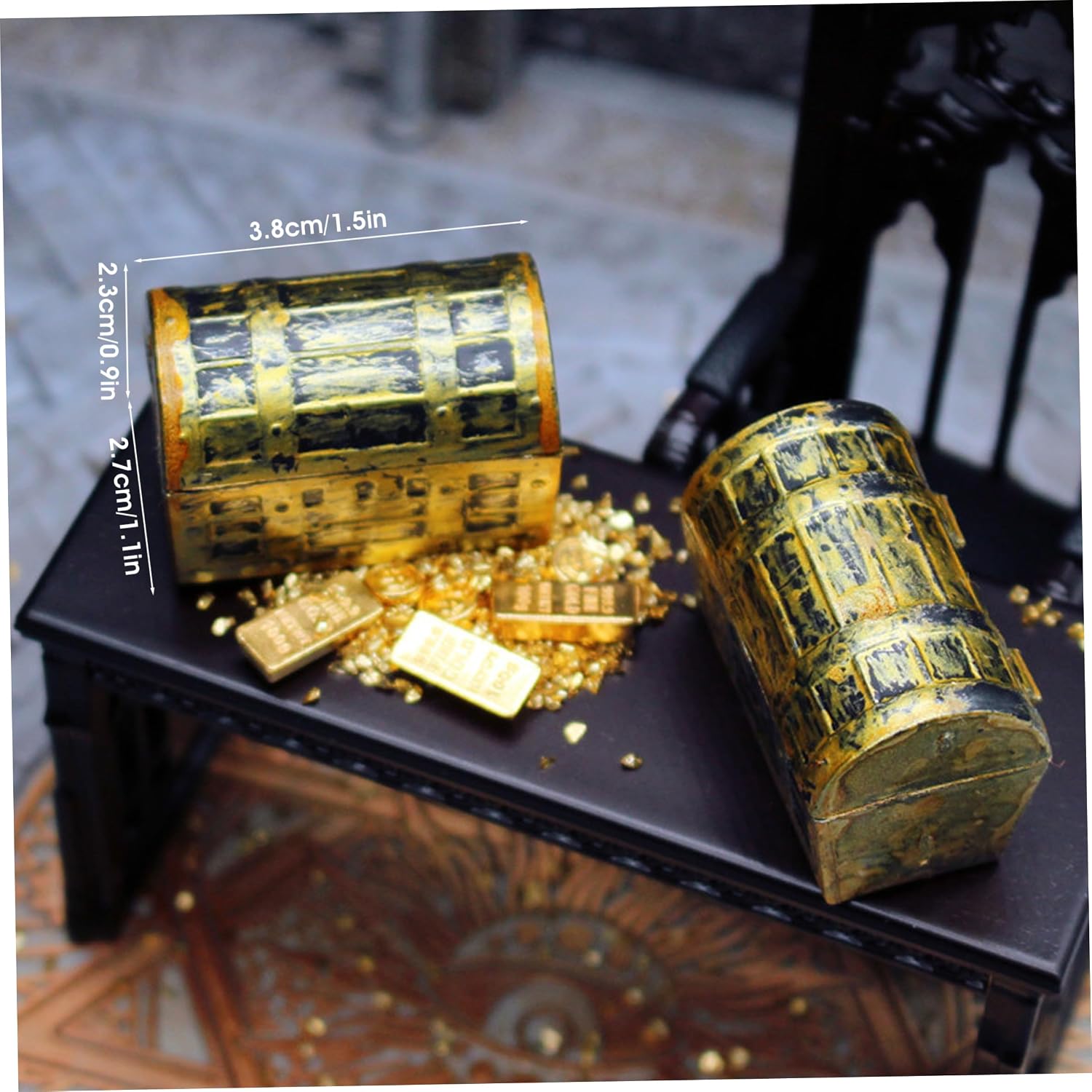 Small Treasure Chest Set, Miniature Items for Dollhouse Accessories for Crafts Pirate Party Decorations Micro Landscaping Decor image 5