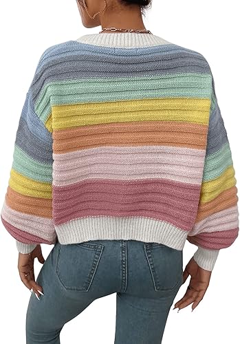 Miniatura 3 de SweatyRocks Cárdigan de punto con cuello en V y bloque de color, botones en el frente, para mujer