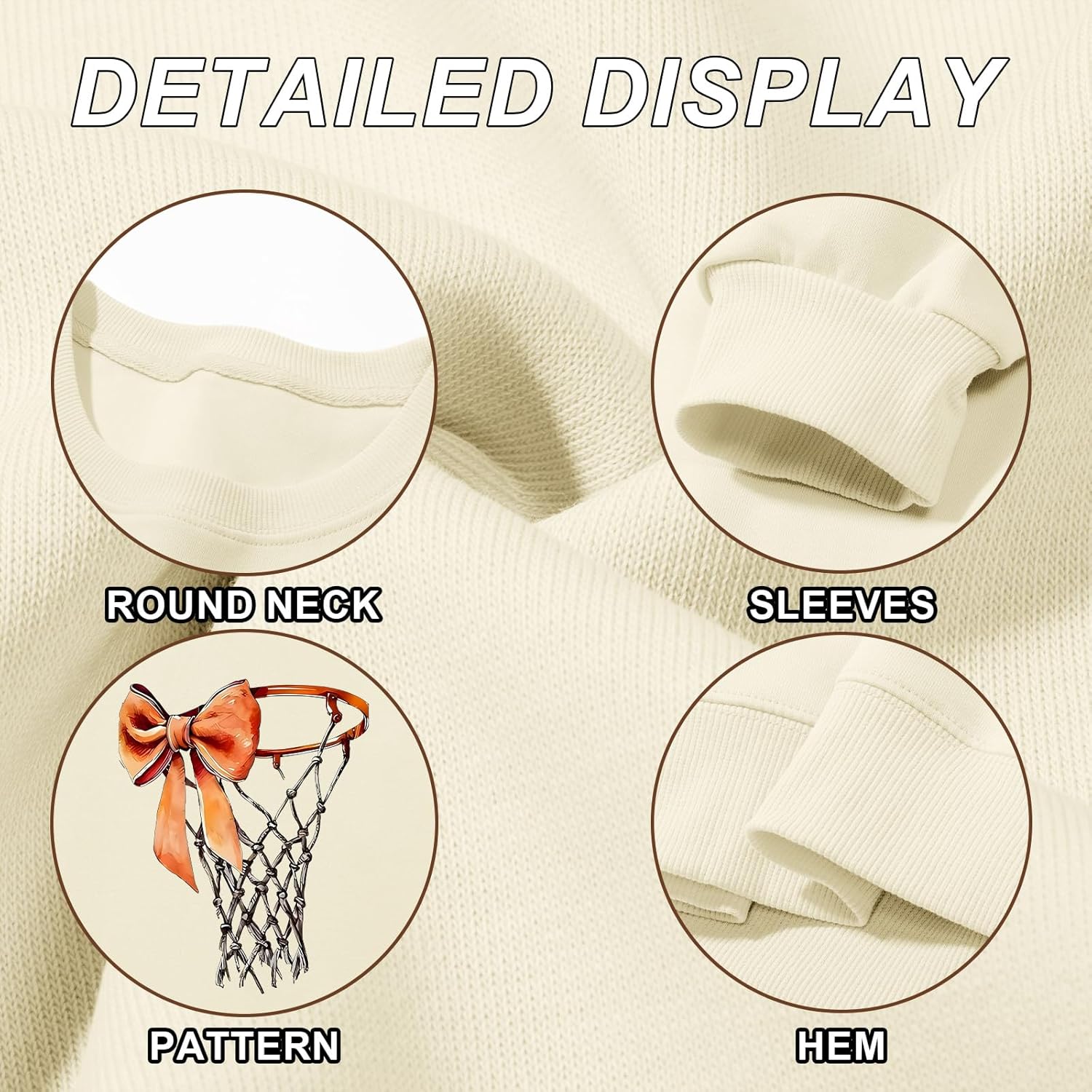 Basketball Crewneck Sweatshirt for Women Game Day Sweatshirts Bow Graphic Long Sleeve Pullover Gameday Themed Gifts - Image 6