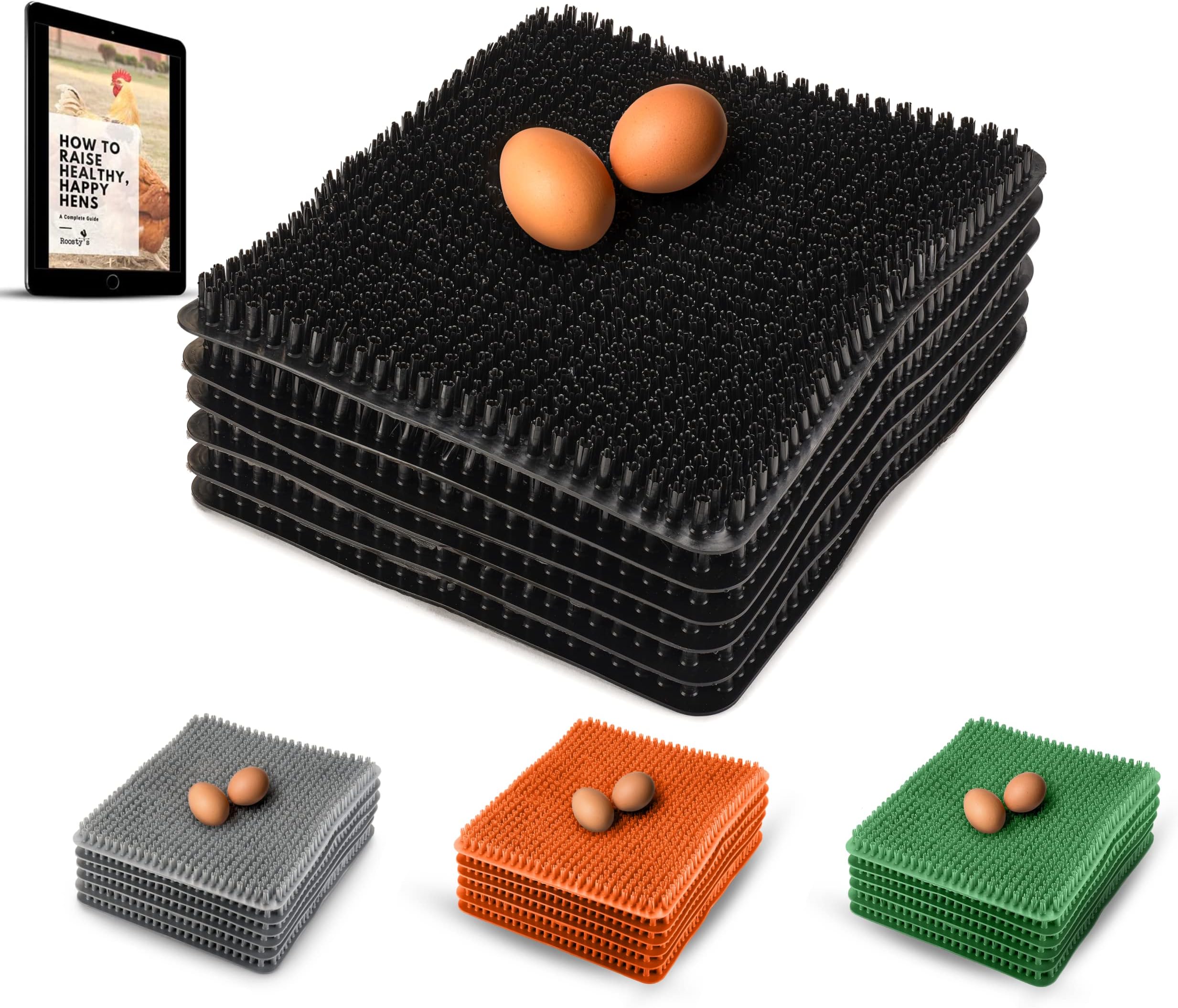 Chicken Nesting Pads x6 | Easy Washable Nesting Pads Hens | Raising Poultry Ebook Included | For Chicken Coops, Nesting Boxes, Chicken Bedding and Hen House | Chicken Coop Accessories