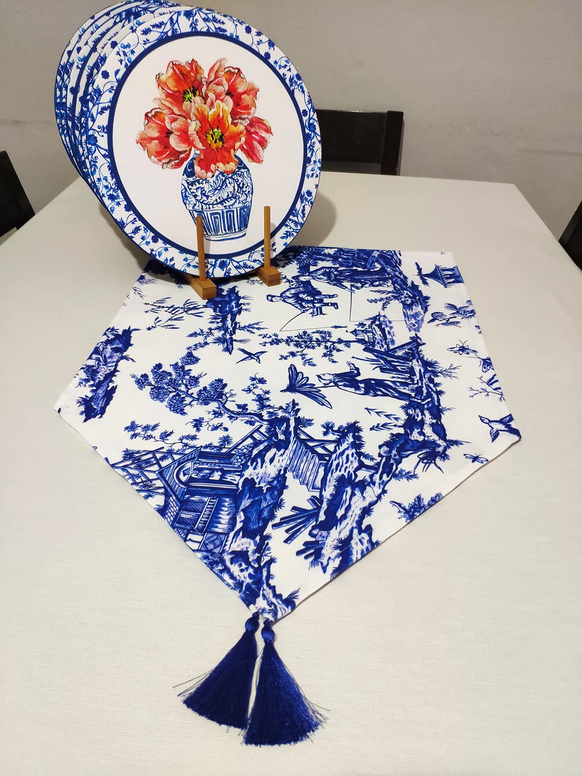 Viemso Japon Etnik Desenli Runner, 6'lı Supla Set