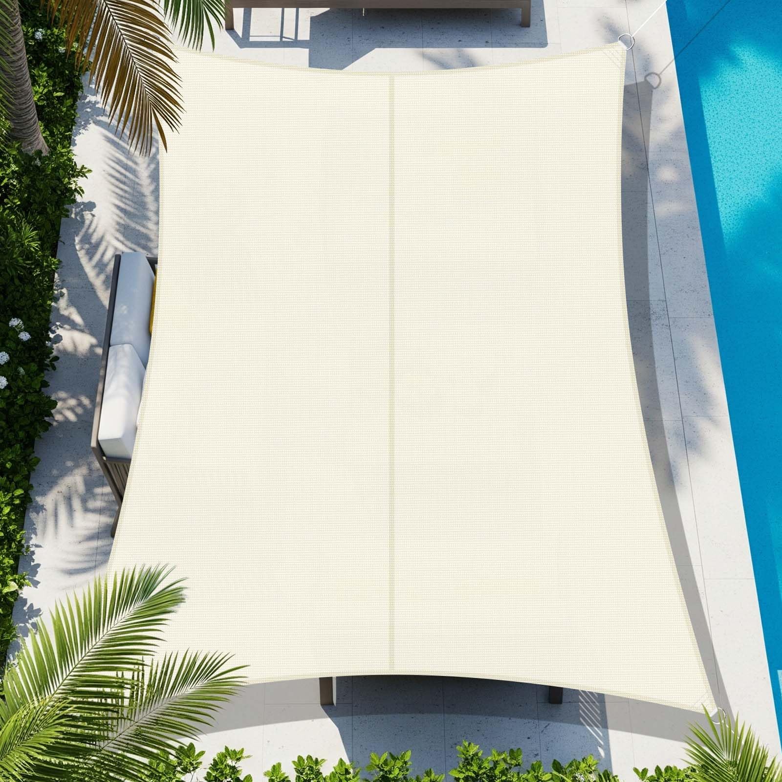 COOL AREA Toldo Vela de Sombra Impermeable Rectángulo 2x3m UV Block Resistente a la Intemperie para Patio Jardín Patio Exterior,Arena — view 22
