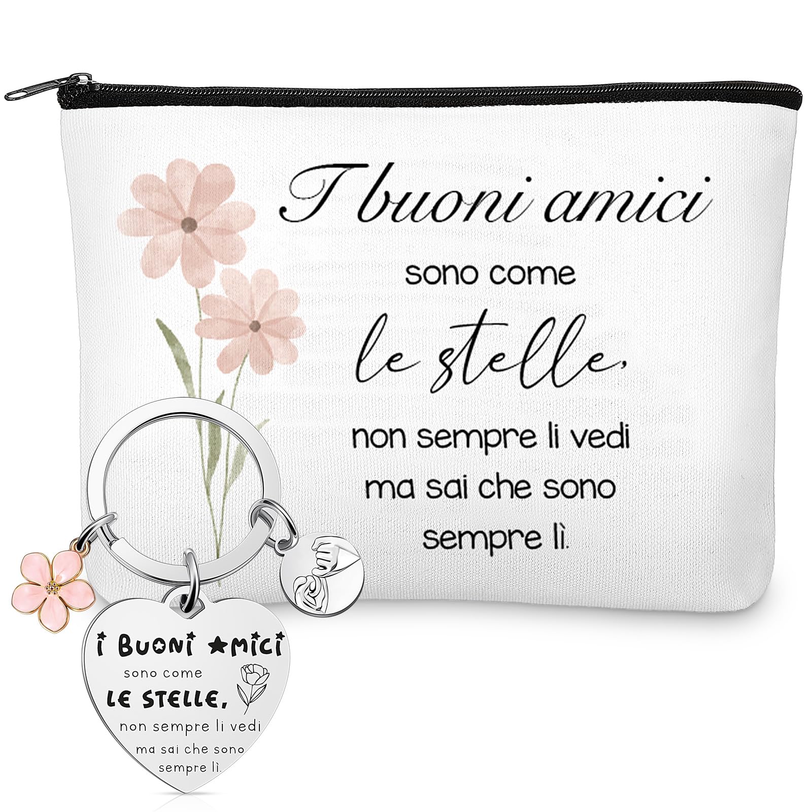 Xuniea Regalo per Migliore Amica Collega Maestra Fidanzata Mamma Borsa per il Trucco Pochette da Viaggio Portachiavi Amicizia Penna a Sfera Pensierini per Compleanno Festa Laurea Nozze Pensione