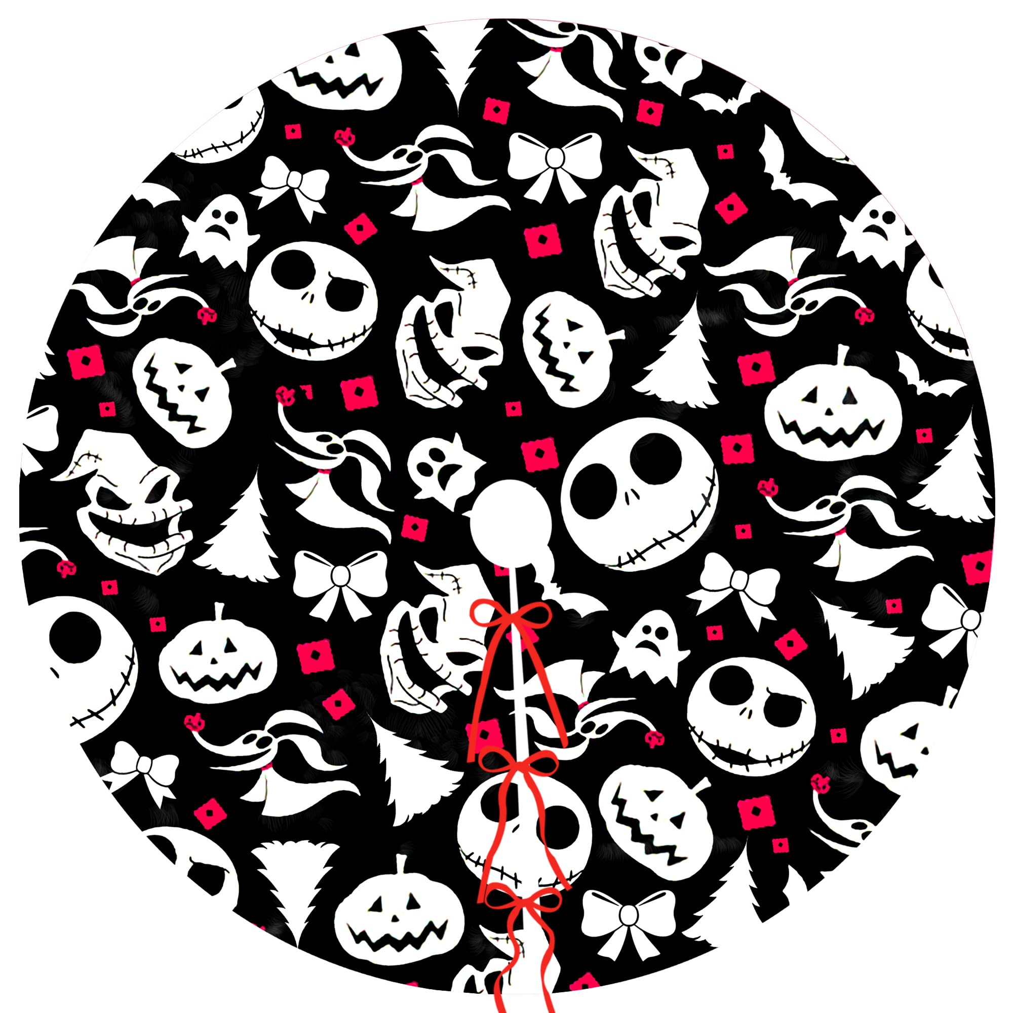 Halloween Tree Skirt 36in Black Skull Tree Skirt Mat for New Year Holiday Halloween Christmas Decoration Fun Party Home Decor