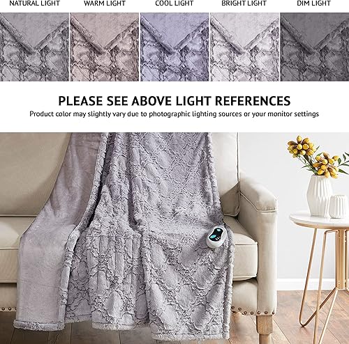 Miniatura 2 de Beautyrest manta eléctrica con patrón ogee, cálida y suave,con apagado automático