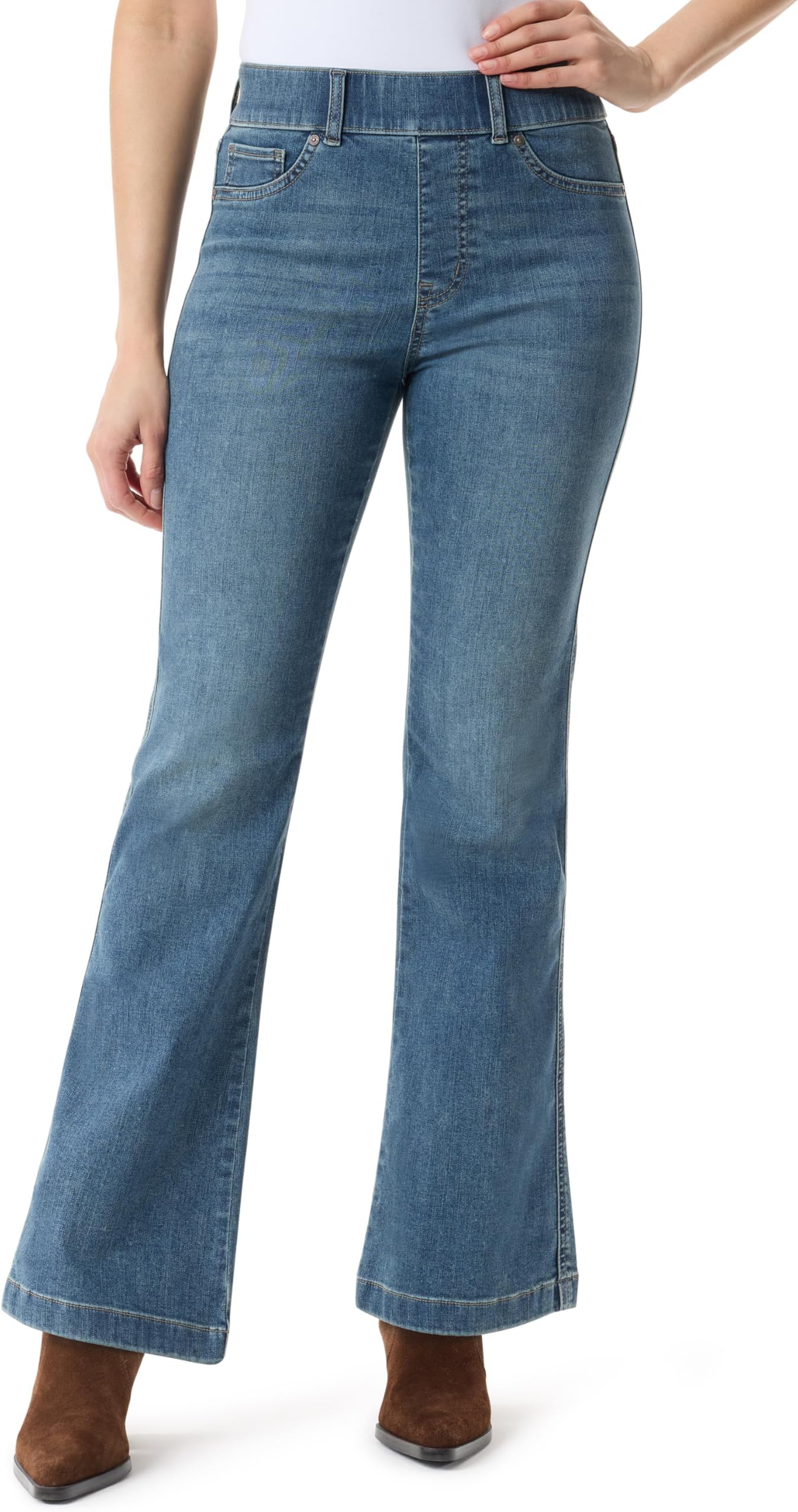 Womens Shape Effect Pull On High Rise Flare Jean Standard
