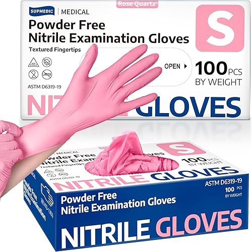 Nitrile Exam Gloves, Powder-Free Latex-Free Disposable Glove for Medical Cooking Esthetician Cleaning, 100 Pcs