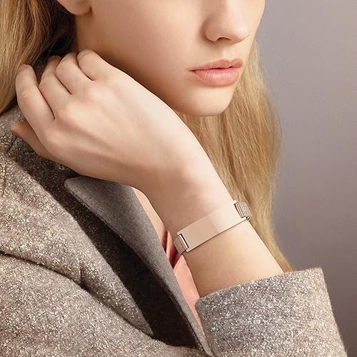 Miniatura 2 de Pulseras personalizadas de alerta médica para hombres, mujeres y niños, grabado gratuito, malla de acero inoxidable ajustable, pulsera de