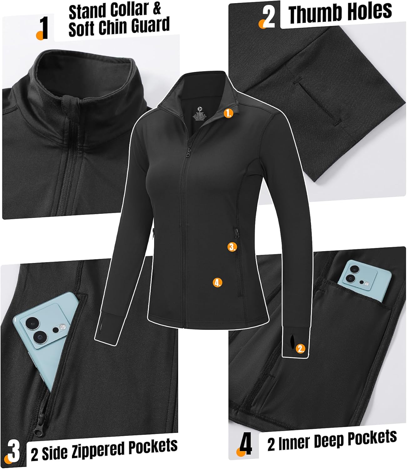 Outdoor Ventures Women's Full Zip Up Athletic Jacket Lightweight Workout Running Jacket with Pockets for Hiking Yoga Gym - Image 5