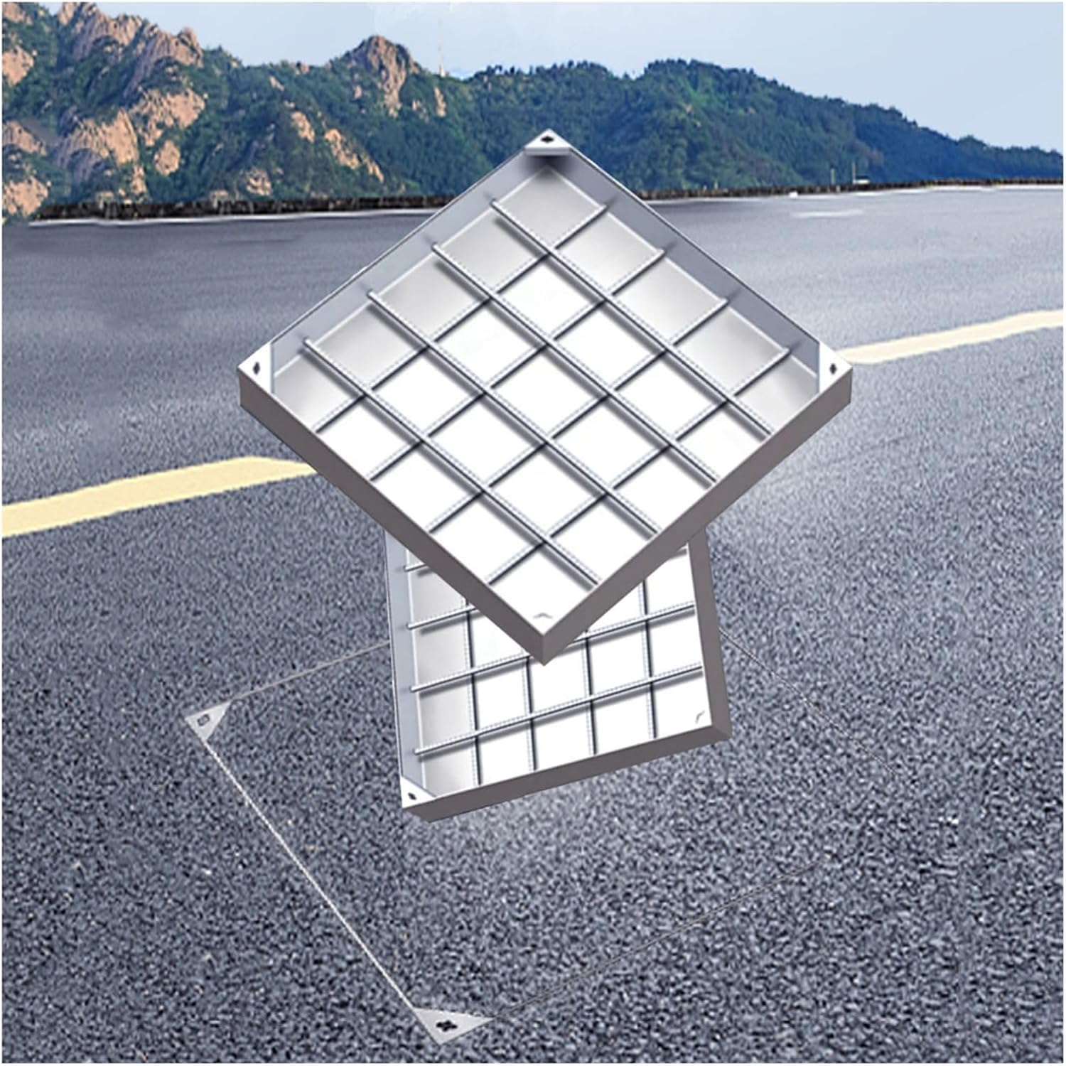 GJMSSMY Invisible Stainless Steel Access Cover Square Septic Tank Lid for Garden (8cm 40x40cm/15.7x15.7in) - Durable Waterproof Hidden Design for Outdoor Use