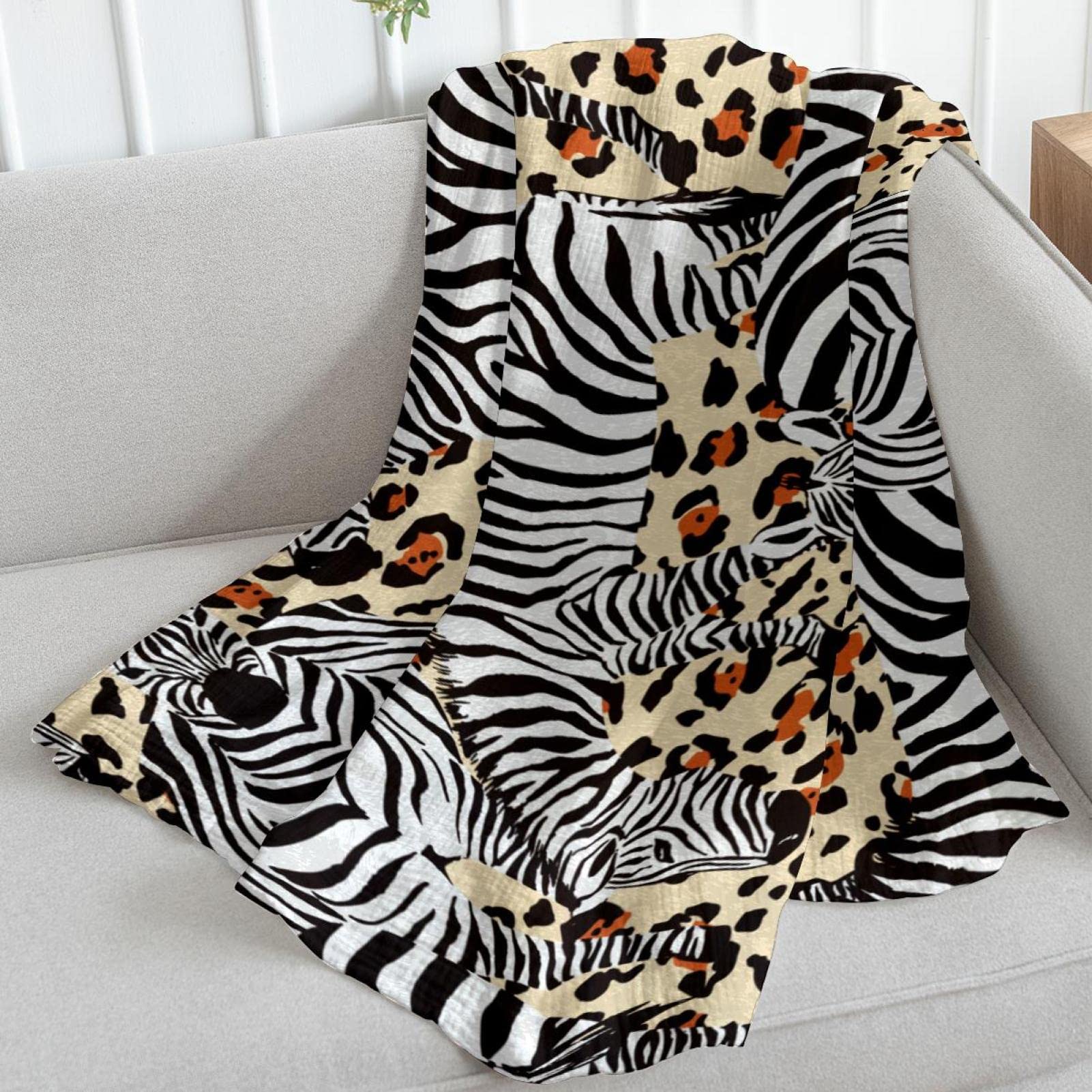 Zwart-witte Zebra Fleece Gooi Deken voor Bank Bank of Bed Gezellige Zachte Dekens