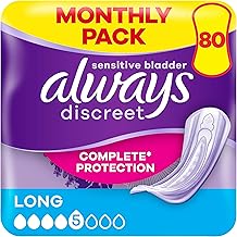 Always Discreet Incontinence Pads Long, 80 Pads (4 x 20 Pieces) Monthly Pack, Discreet Protection & High Absorbency, Odour-Neutralising (Packaging May Vary)