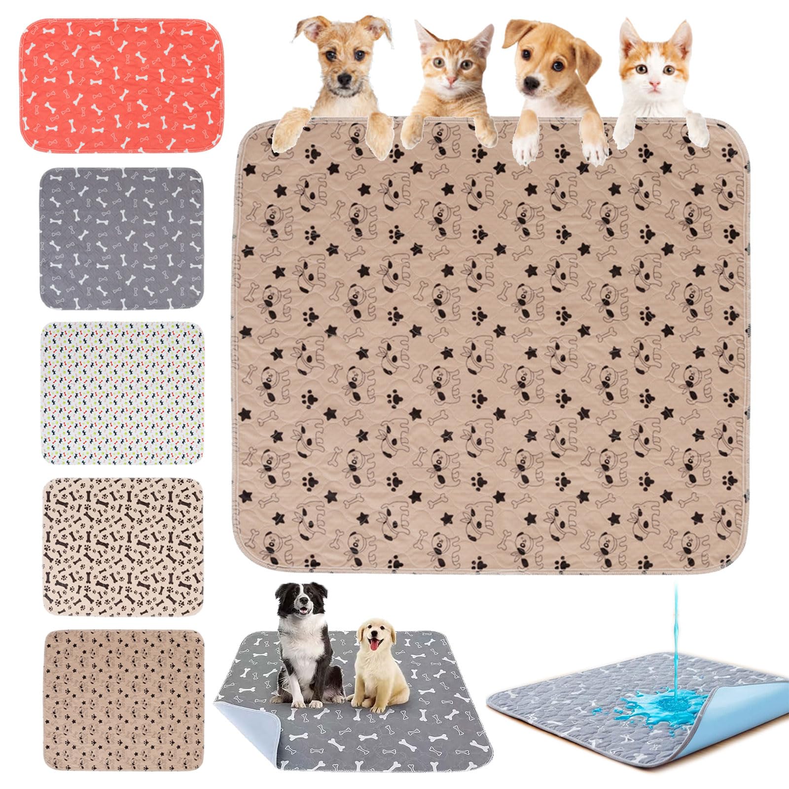 2 Packs Puppy Pad with Pheromones, Washable Puppy Pad Pee Pads for Dogs & Cats, Leak & Odor Proof Reusable, Non-Slip Base for Pet Training, Indoor & Travel Use (LBrown,2packs, 30x30cm) โ image 1