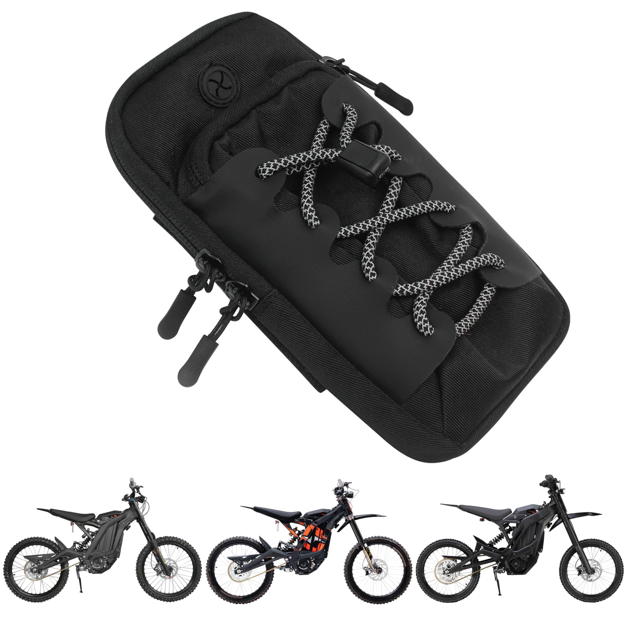 Photo 1 of Marsrut Phone Bag for Ebike, Pouch Fits for Surron Light Bee/Talaria/X160/X260/E Ride Pro/Surron Ultra Bee EDirt Bike, Motorcycle Front Battery Frame Cover Storage Bag for Electric Dirt Bikes (Black)