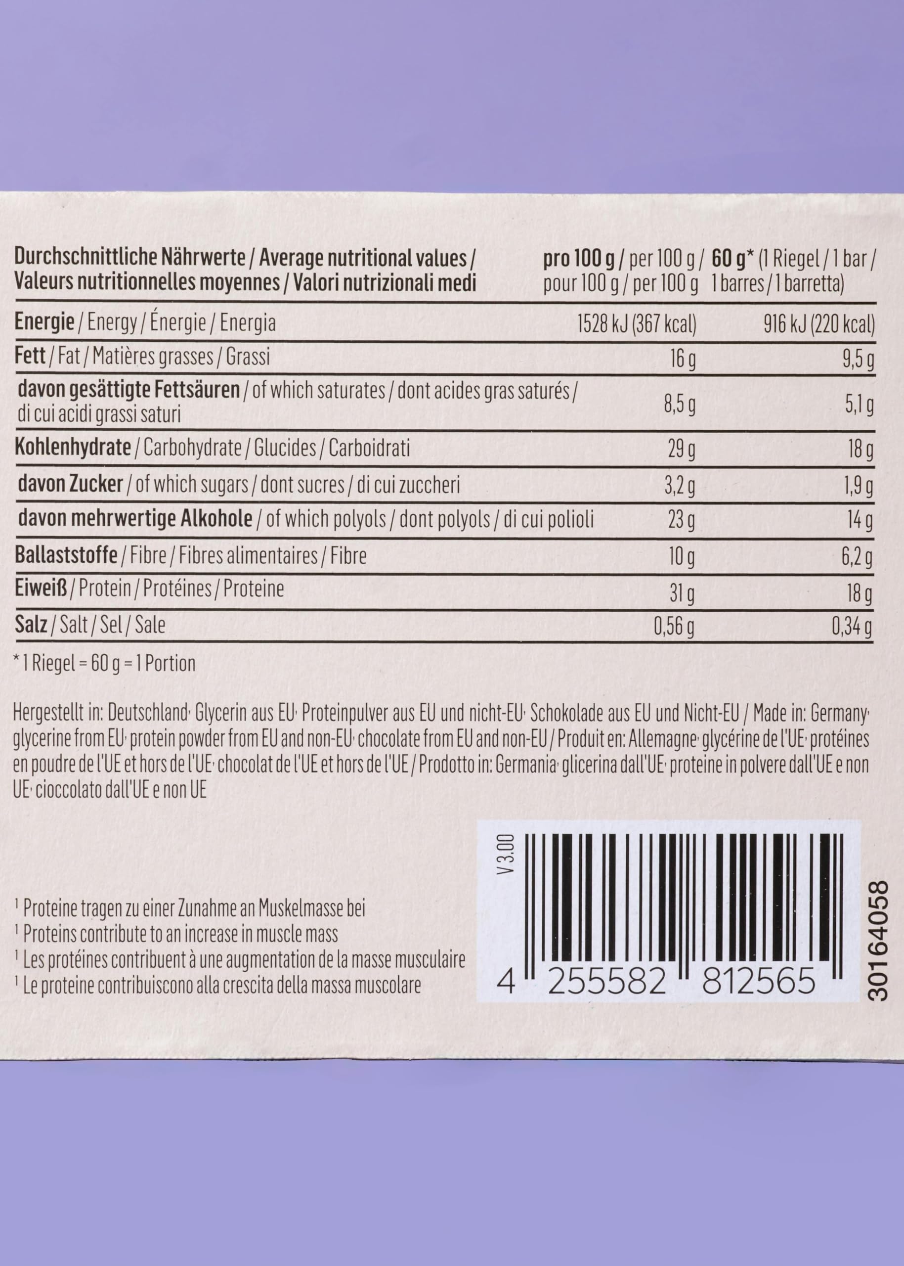 KoRo - Barretta proteica crunchy al cioccolato e caramello | 60 g - Alto contenuto proteico - Senza zuccheri aggiunti* - con cuore al caramello