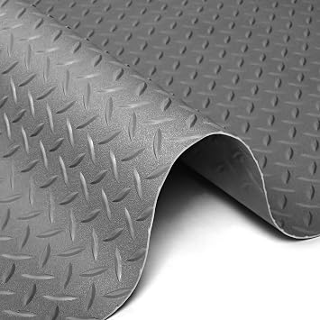حصيرة مطاطية لأرضية مرآب Nisorpa، لفات أرضيات مطاطية 4Ft x 8.2Ft، لوحة ماسية شديدة التحمل بسمك 1/8 بوصة، غطاء أرضي مرآب مقاوم للماء