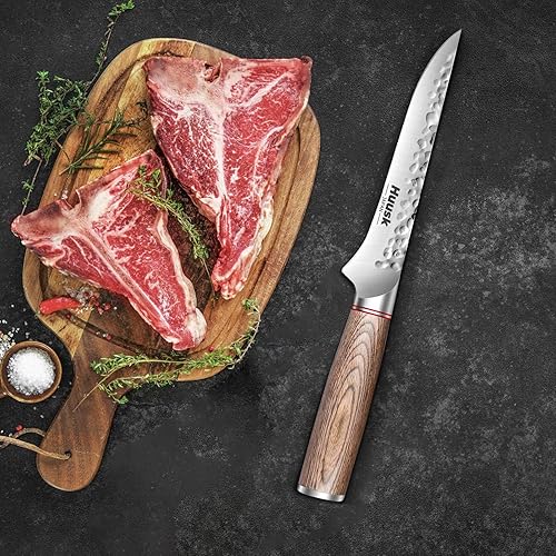Miniatura 5 de Huusk Cuchillos de Japón, deshuesado de 6.5 pulgadas para cortar carne, cuchillo de filete japonés forjado a mano para carne, pescado, aves de