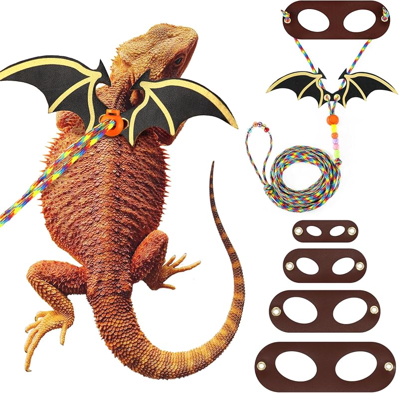 Guia com Peitoral para Dragão-Barbudo e Pequenos Répteis LIKZINWA New Dinosaur Wing, 4 Tamanhos