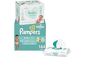 Pampers Baby Dry Diapers, Size 6, 144 Count & Baby Wipes Sensitive,...