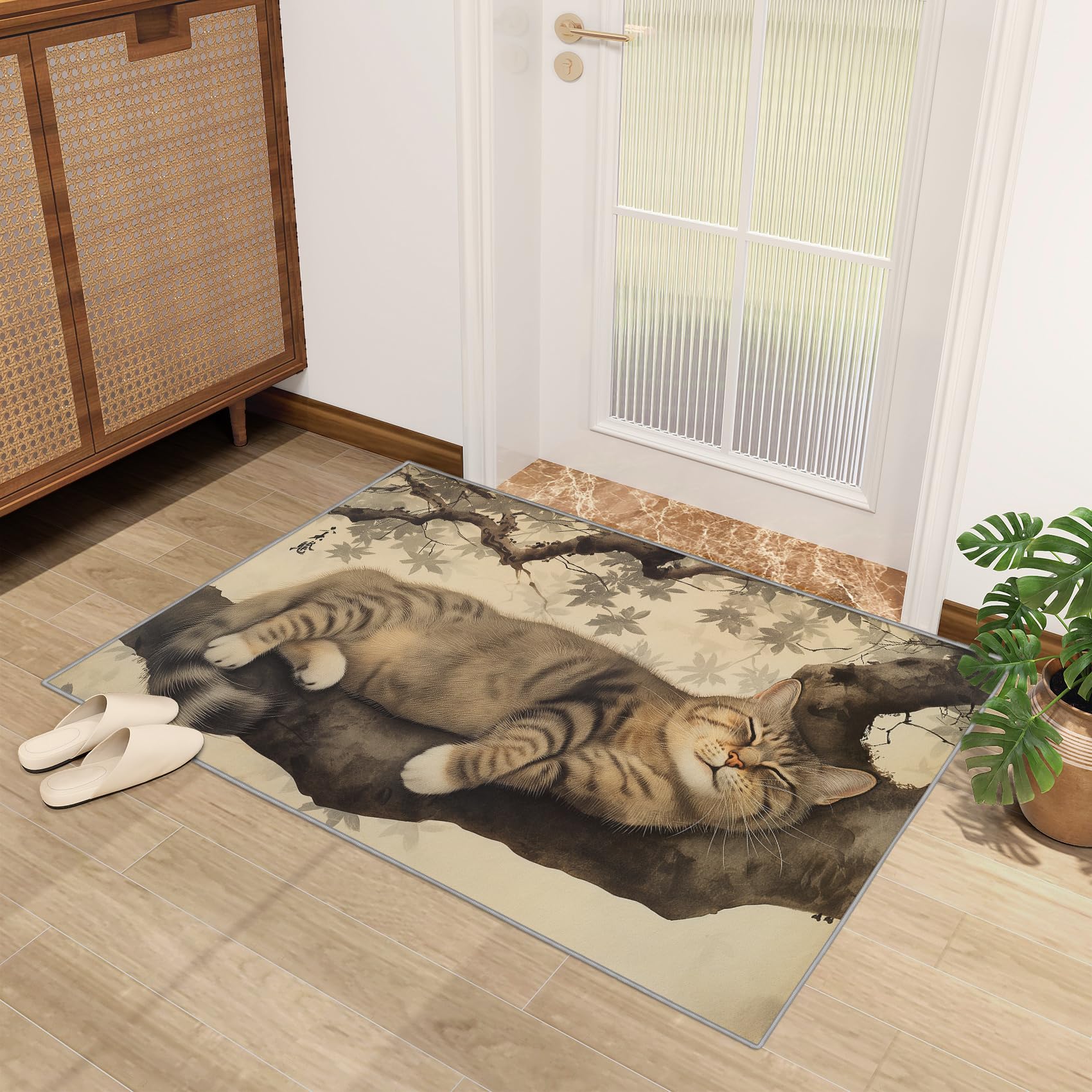 Katzenmotiv Teppich für Wohnzimmer und Schlafzimmer - Süße Kätzchen, Weich Kurzflor, Waschbar, Rutschfest, Fussmatte Innen, Kinderteppich 80x150 cm