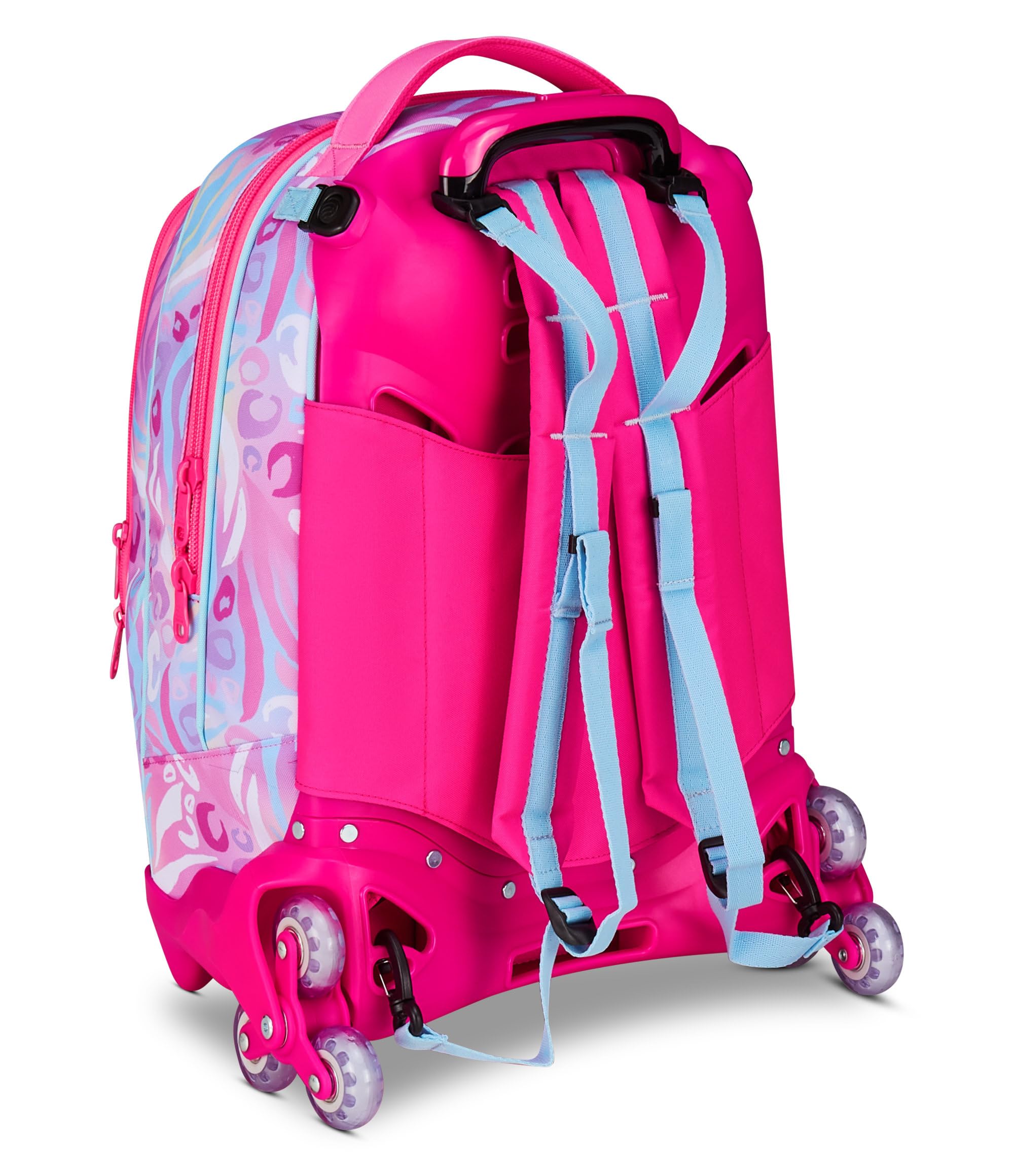 SJ GANG STYLE JAM GANG Trolley Scuola Jack 3 Ruote Plushy Rabbit, Fucsia, 3 in 1, Zaino Triplo Uso con Carrello Sganciabile, 33 L, Zaino Scuola Elementare, Zaino Bambina