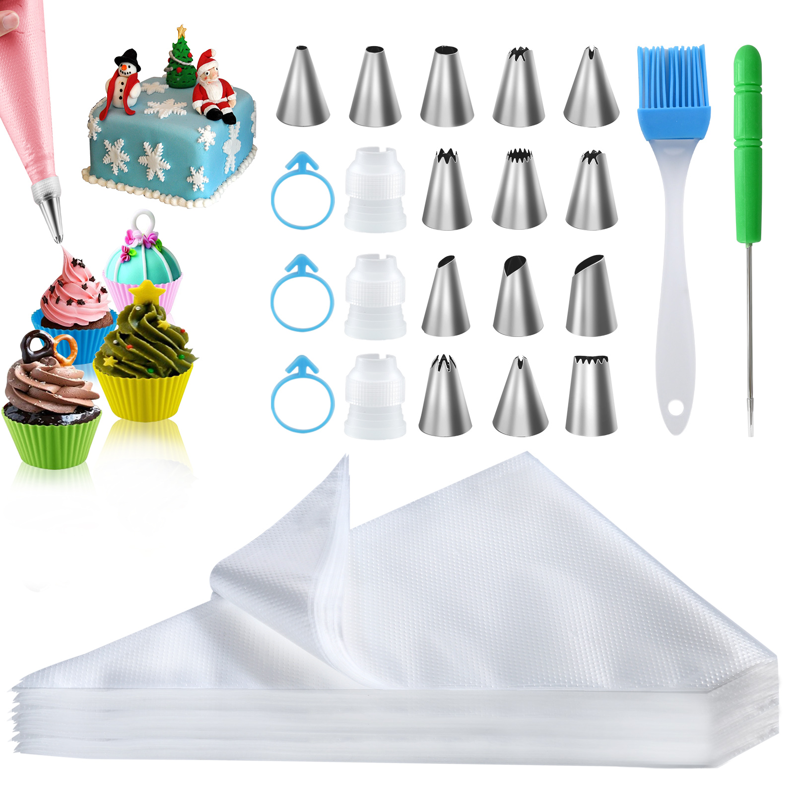 Reusable Piping Bags 13-Piece Cake Decorating Kit Tips Set For