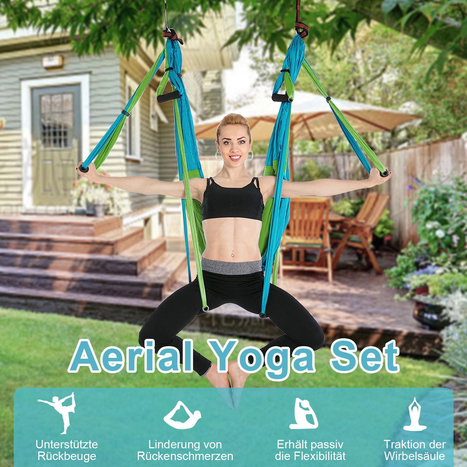 Juego de hamaca de yoga aéreo, toalla de yoga aérea, columpio