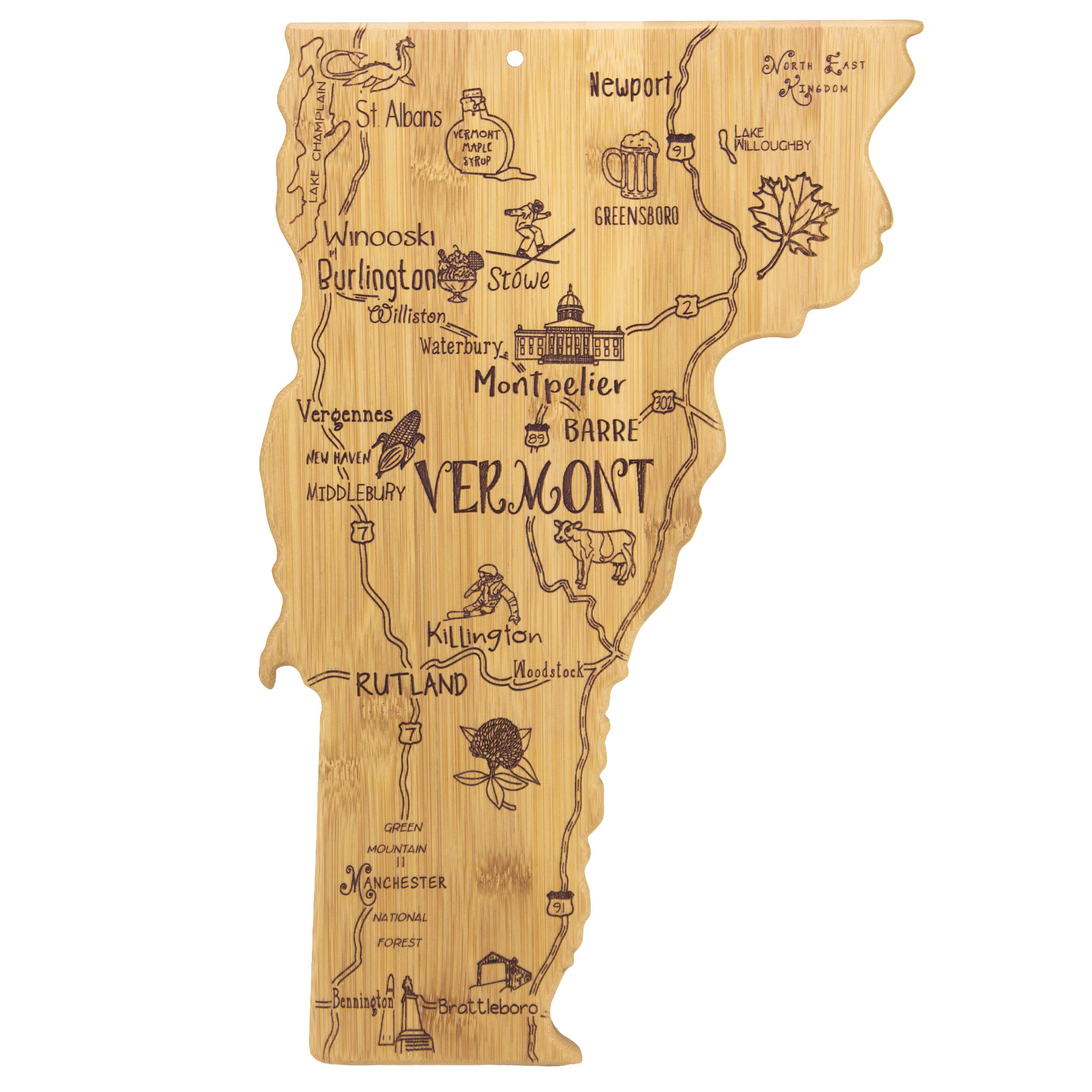 Totally BambooVermont State Destination Bamboo Serving and Cutting Board