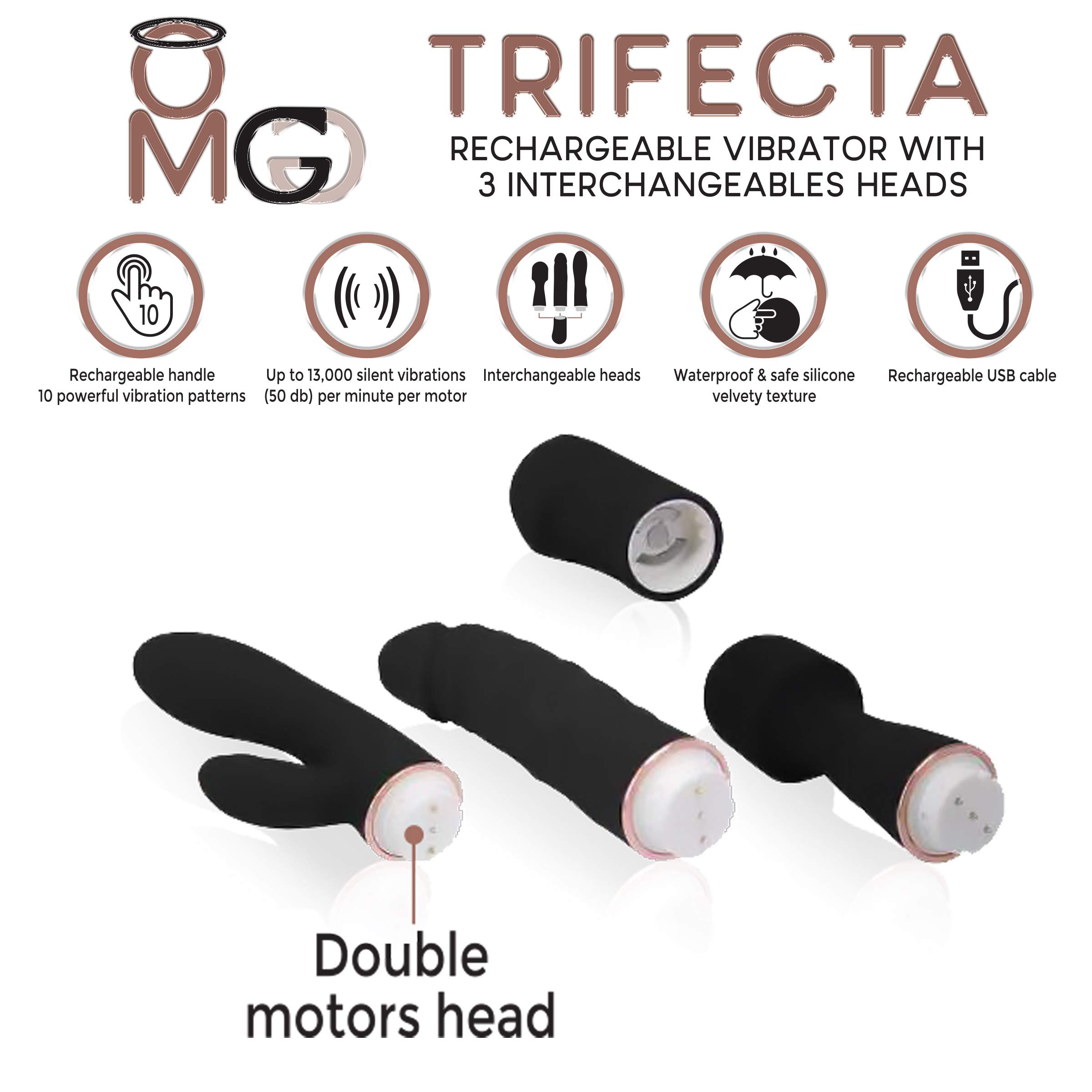 Amazon.com: OMG Trifecta OMG-TRI-1 Rechargeable Vibrator with 3 Interchangeable Heads 3-in-1 Vibrator, Black Amazon.com: OMG Trifecta OMG-TRI-1 Rechargeable Vibrator with 3 Interchangeable Heads 3-in-1 Vibrator, Black