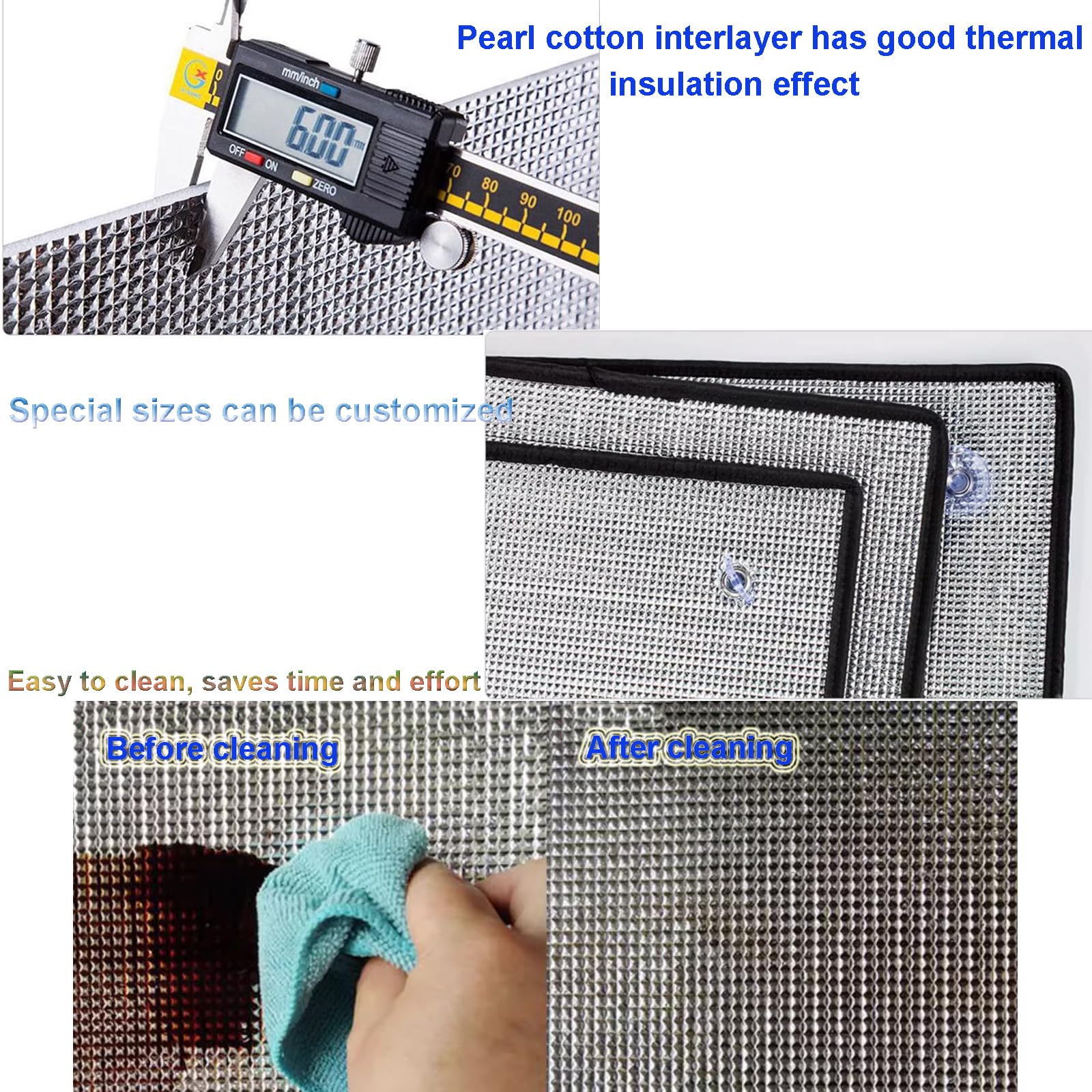Película De Protección Solar para Ventanas,Película Aislante De Papel De Aluminio De 6mm,Película De Privacidad Opaca,para Protección Solar Y Aislamiento del Dormitorio (100x190cm/39x75in)