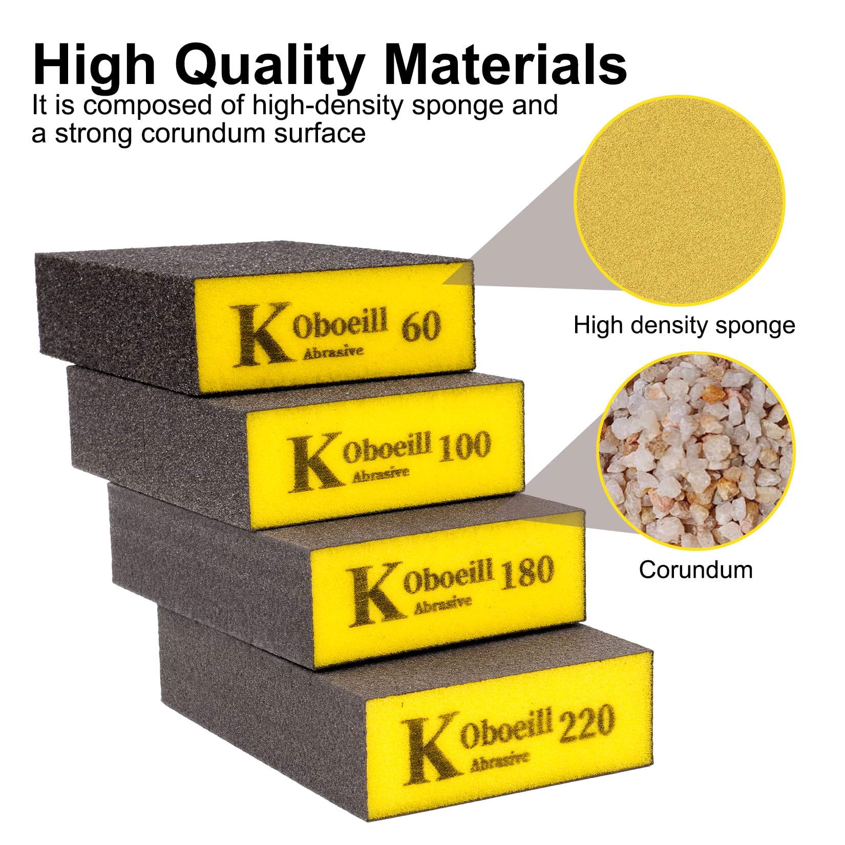 Schuursponzen, handschuurblokken, set, nat en droog, schuurpads, 24 stuks, schuurpads voor hout, metaal, plastic, stenen, korrel 180, 240, 320, 400, 600, 800, 1000, 1200, 1500, 2000, 2500, 3000