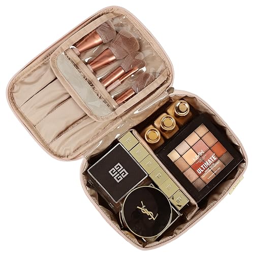 Miniatura 2 de NISHEL Bolsa de maquillaje de viaje para mujer, estuche organizador de cosméticos, estuche portátil de viaje para accesorios de tamaño de viaje,