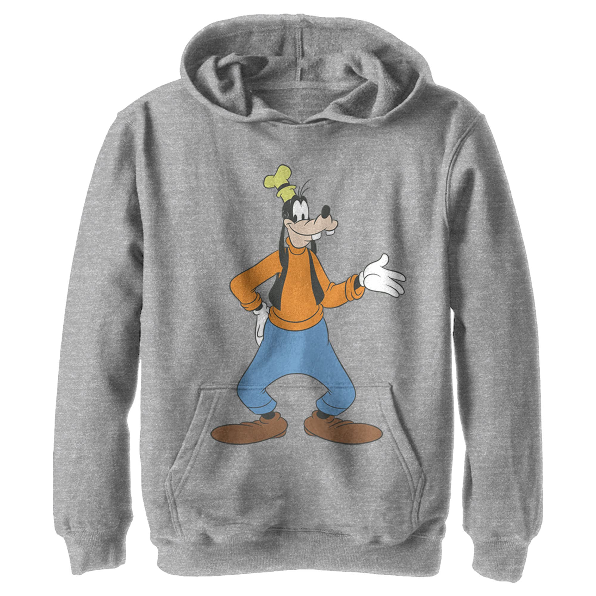 Disney Characters Traditional Goofy Boy's Hooded Pullover Fleece, Athletic Heather, Medium