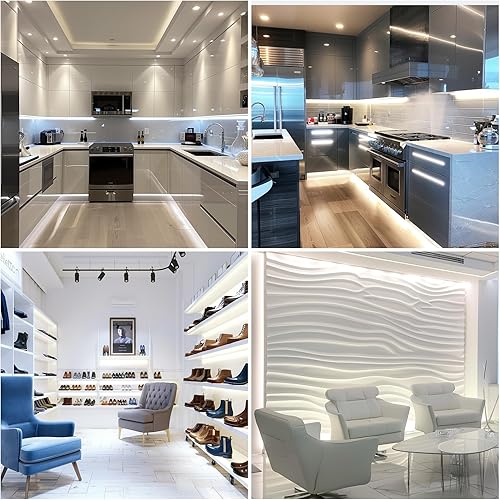 Miniatura 7 de UVTaoYuan Juego de 3 tiras de luces LED COB de 3.3 ft3.28 pies, USB 5 V, 6500 K, blanco brillante, no regulable, tira LED para interiores,