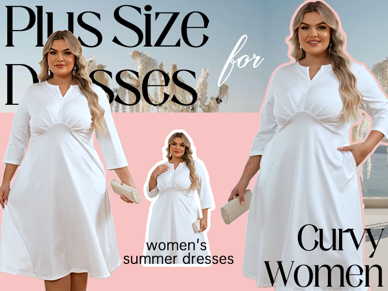 summer dress for bigger ladies Nmoder Women's Plus Size Stretchy Flared Wrap Casual Wedding Guest Cocktail Work Midi Dresses V Neck 3/4 Sleeve A-Line Swing Black XL at Amazon Women's Clothing store Simons Formal Wear | 26.03COLL while solid color or Train:Without Train