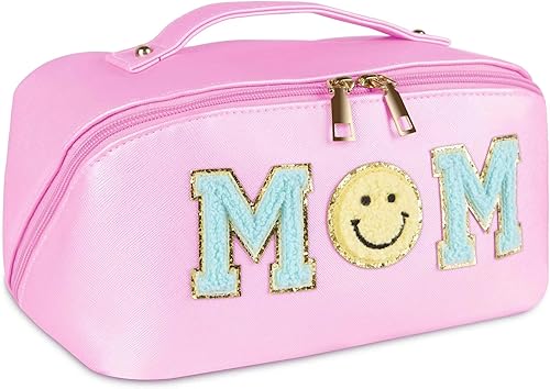 Bolsa de maquillaje para mamá, mamá, piel sintética, impermeable, bolsa de cosméticos, regalo para el día de la madre para mujeres y niñas, Color De