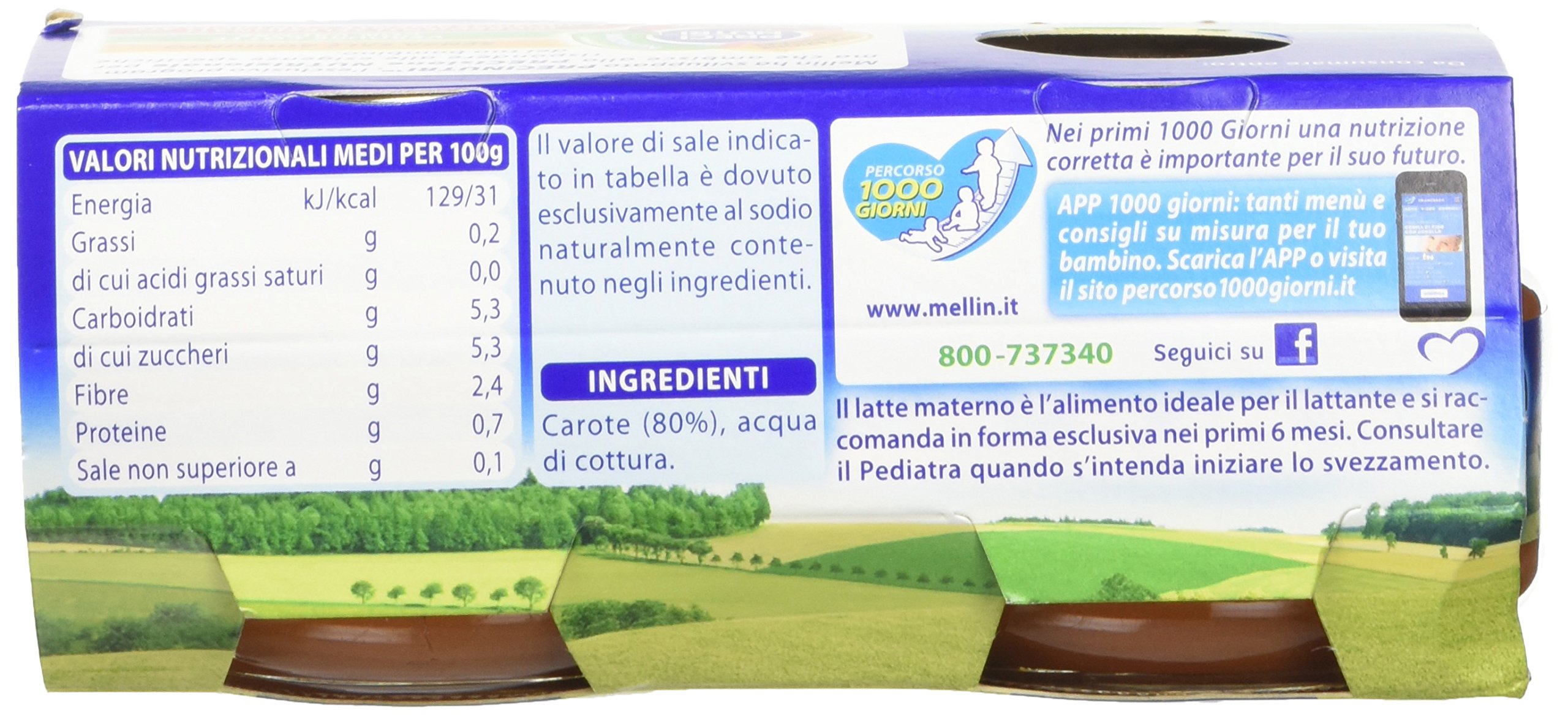 Mellin Omogeneizzato Carote - 24 Vasetti da 80 gr