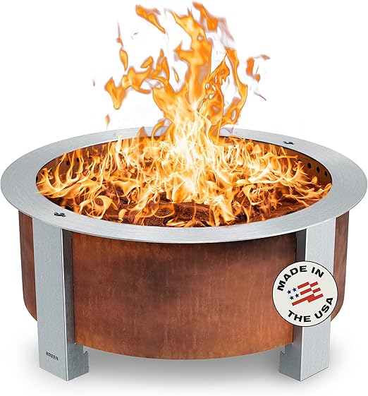 Breeo Smokeless FIrePit (X Series 30, Corten Steel) | 34.5 inch Smokeless Fire Pit for Outside | 94 Pounds | Ideal for Families Compatible with Wide Range of Breeo Accessories