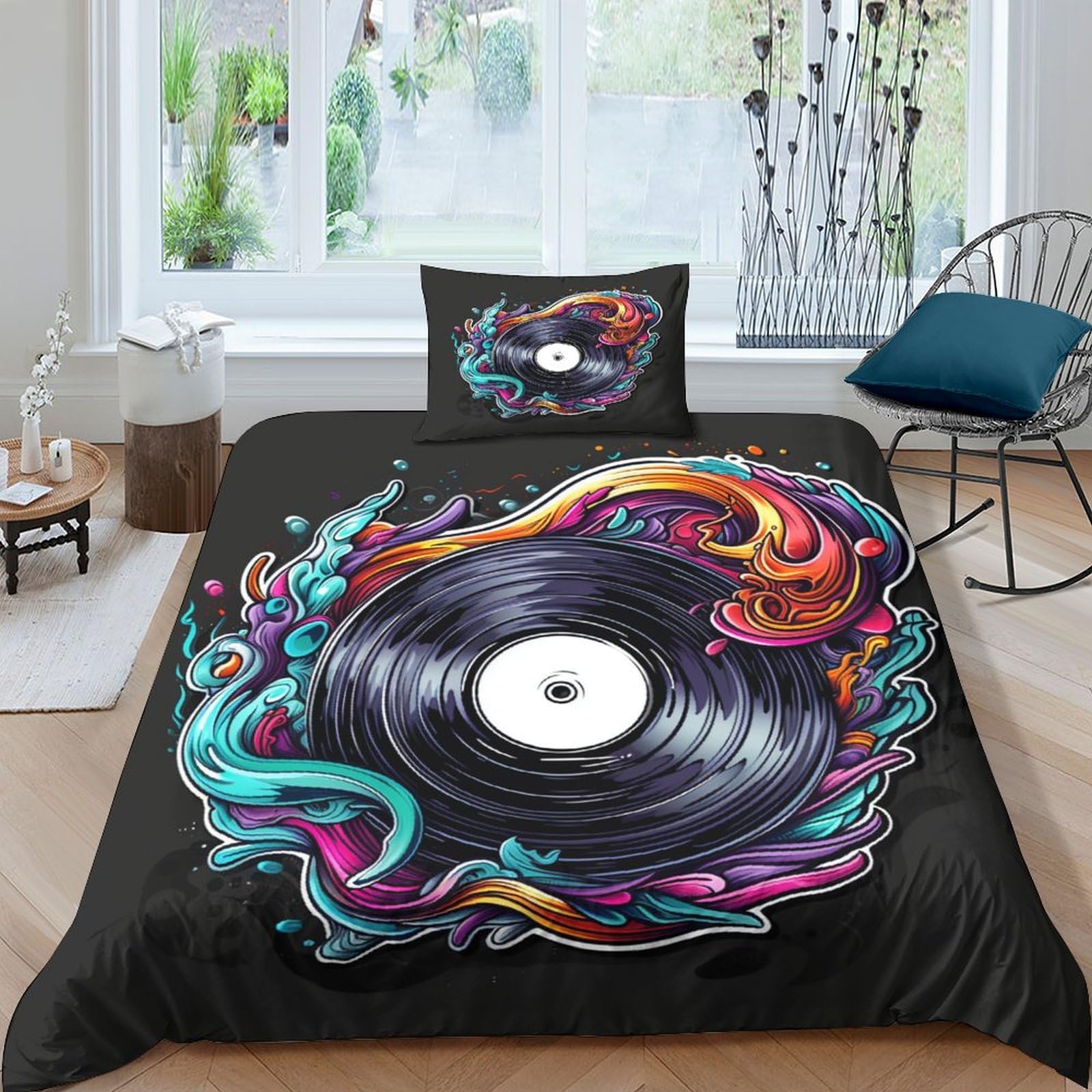 Housse de couette hypoallergénique ultra douce motif disque