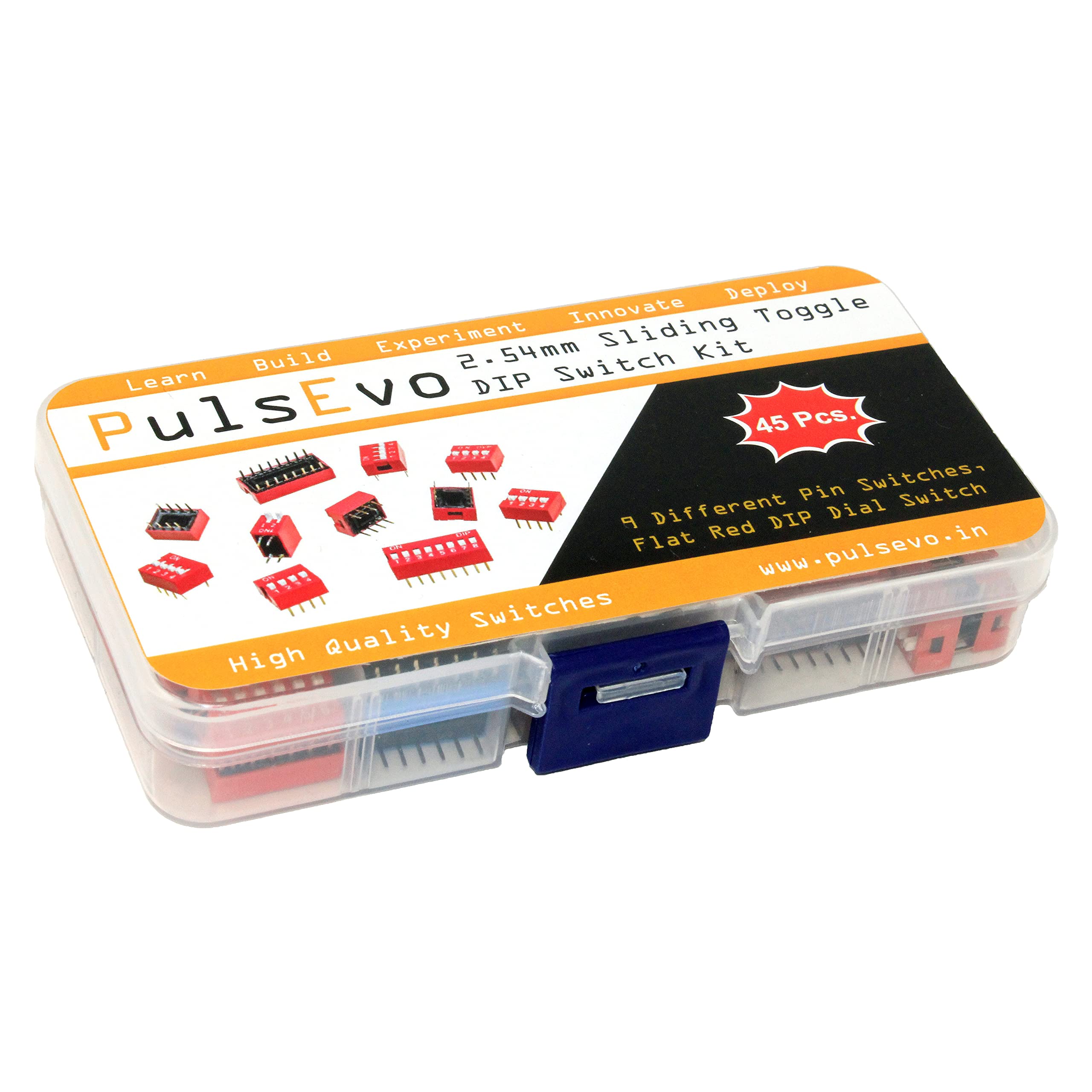 PulsEvo DIP 2.54mm Sliding Toggle DIP Switch Kit (45pcs) | 8 Different Pin Switches | Flat Red DIP Dial Switch | 1 to 9 Different Positions (B09Z26M8HB) Amazon Price History, Amazon Price Tracker