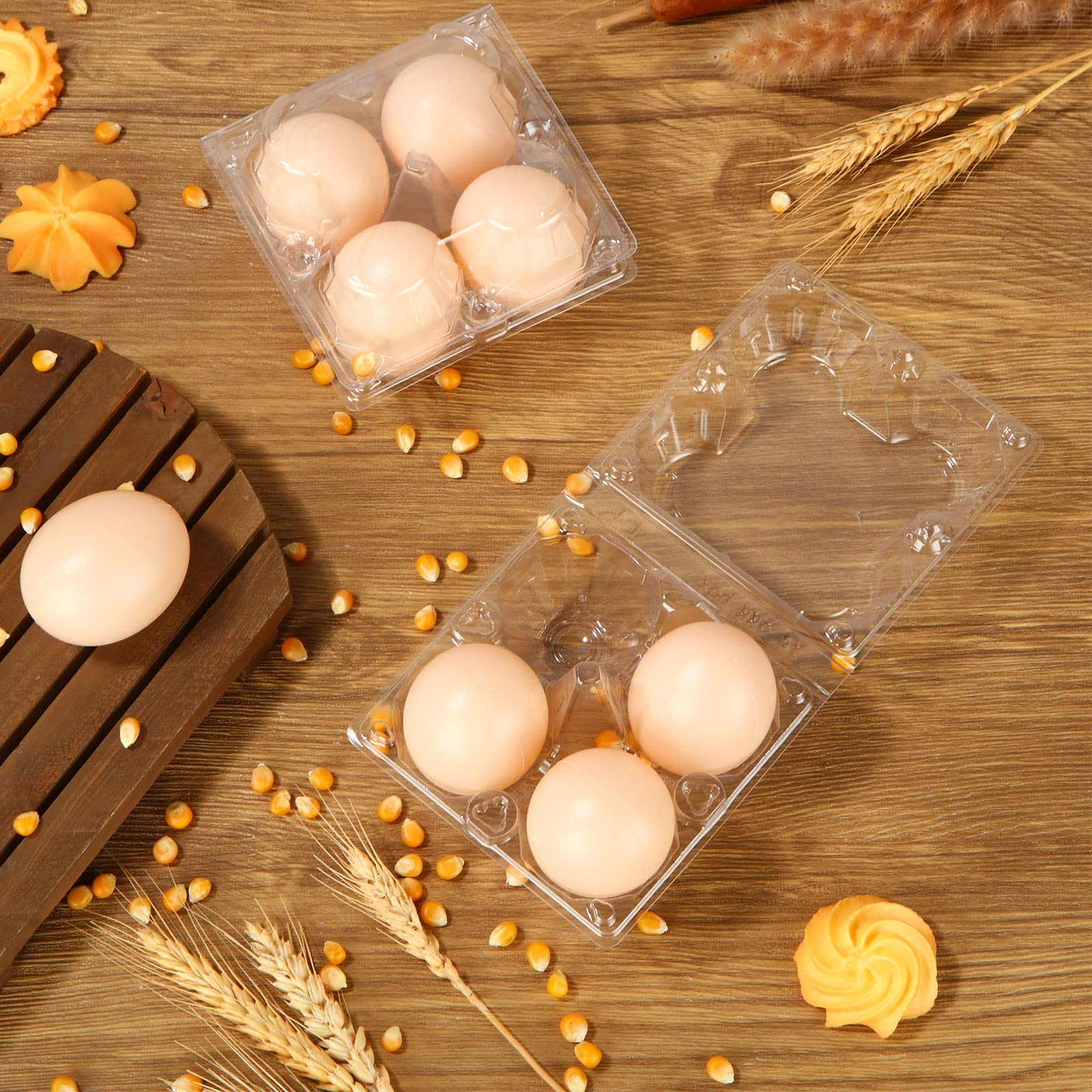 DAJAVE 100 Pack Plastic Egg Cartons – Clear 4-Egg Holders For Farm, Market, Fridge & Display - View #7
