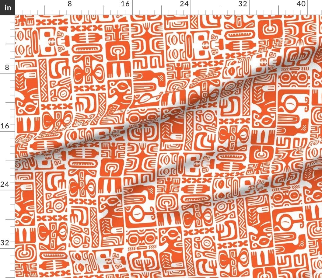 Spoonflower Fabric - Beach Aloha Tropical Hawaiian Tiki Printed on Petal Signature Cotton Fabric by The Yard - Sewing Quilting Apparel Crafts Decor