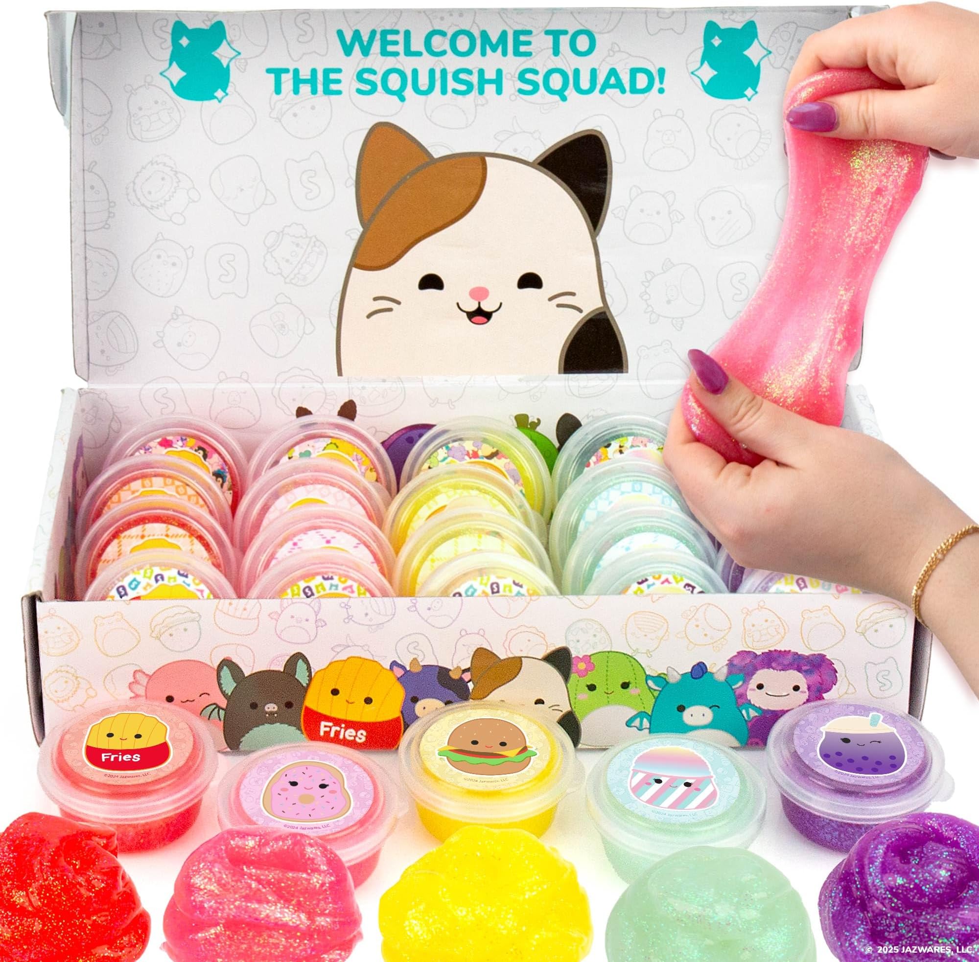 Squishmallows Original Ultimate Compounds Set, 25-Pack, Scented Glitter Slimes, Slime Party Favors for Kids, Slime Bulk, Kids Party Favors Goodie Bags, Mini, Mini Slime, Sludge Toys
