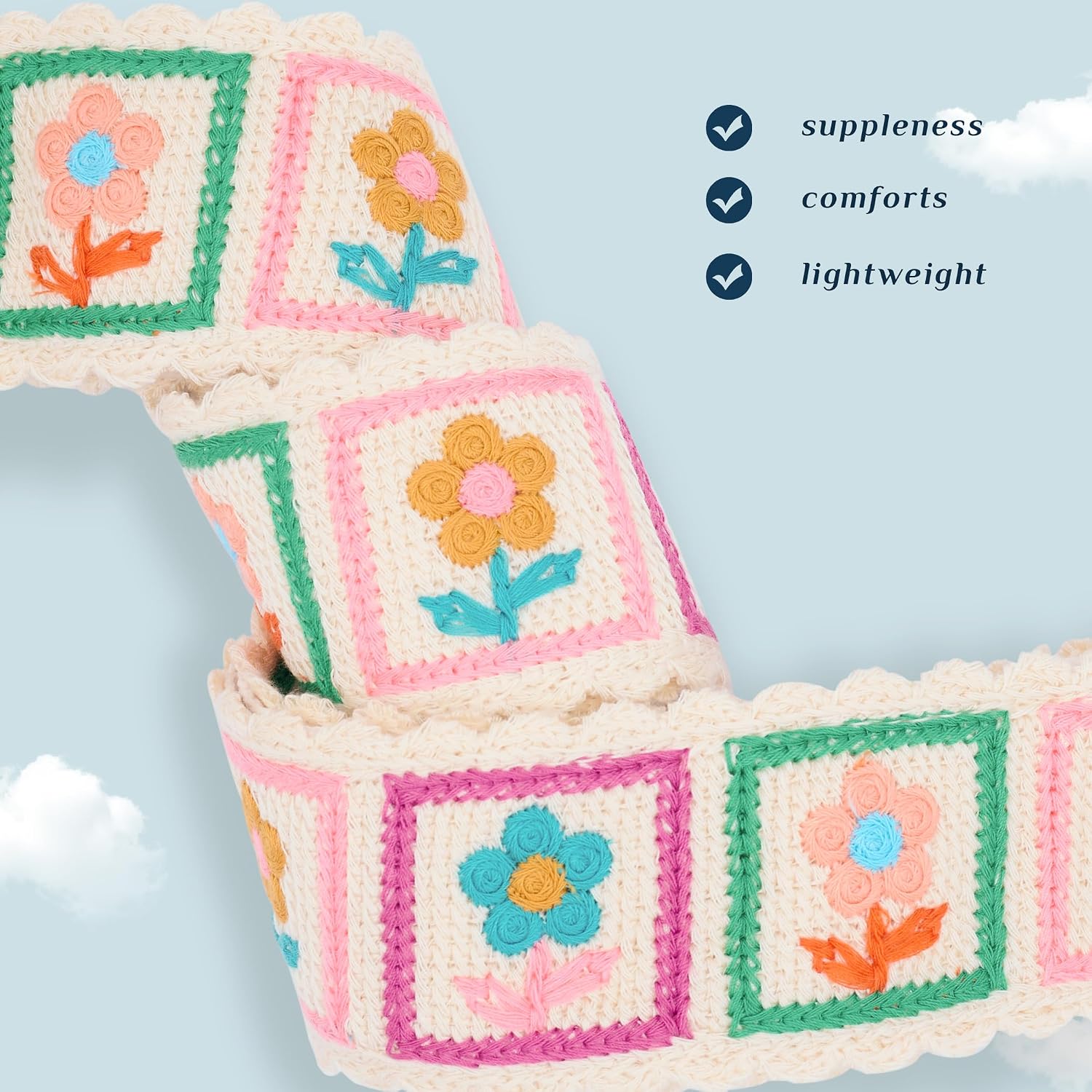 chushui Colorful Embroidered or Crochet Purse Strap, Boho Crossbody Strap image 4