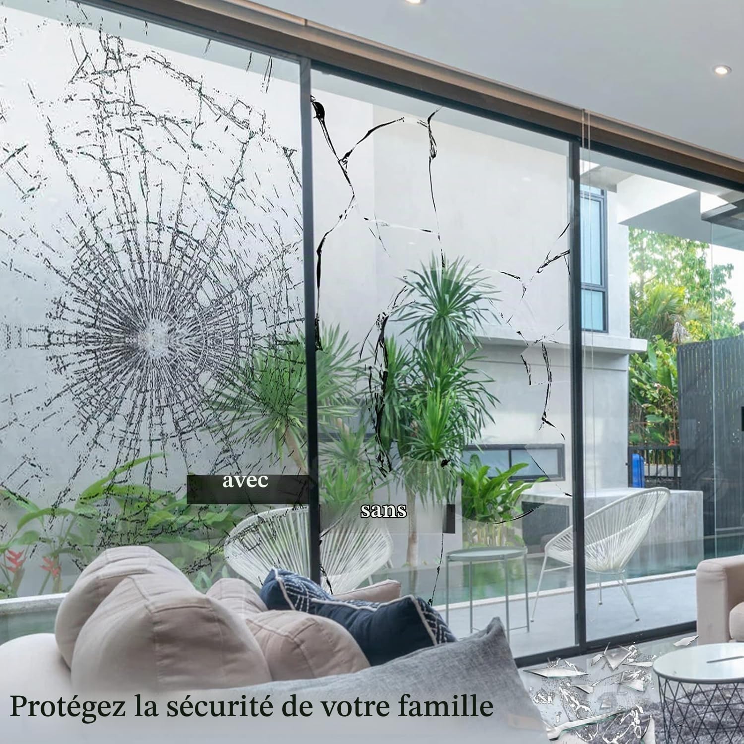 Shackcom Film de Sécurité Auto-Adhésif pour Fenêtre Anti-éclats Film de Vitre Protection de Verre Protection UV Autocollant pour Salle de Bain Bureau Chambre Cuisine – 90x1000cm Transparente