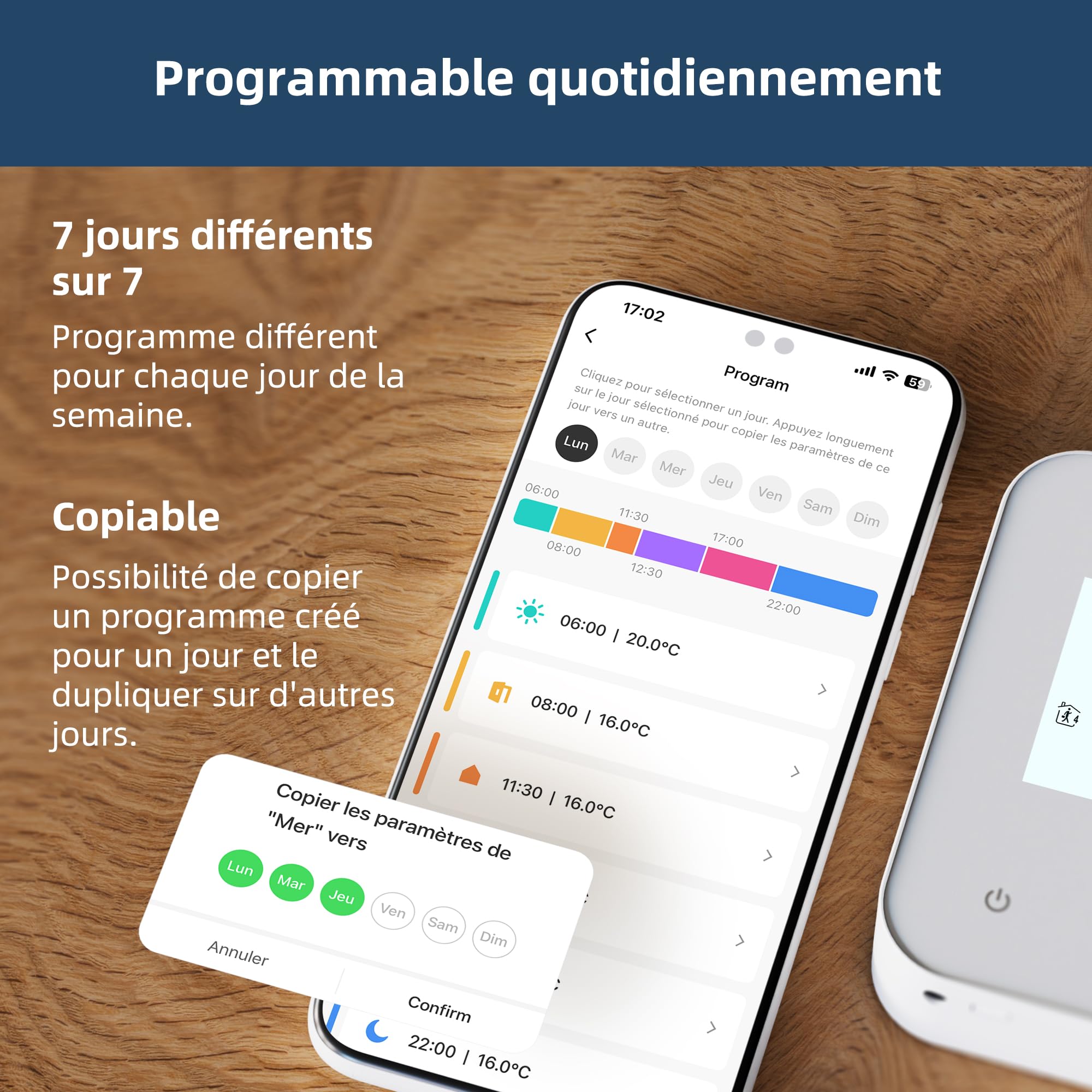 Beok Thermostat WiFi pour chaudières gaz et fioul,Thermostat Mural à 2 Fils,Programmation Quotidienne,Alimentation par Pile ou USB,Compatible avec Tuya Smart APP,Alexa