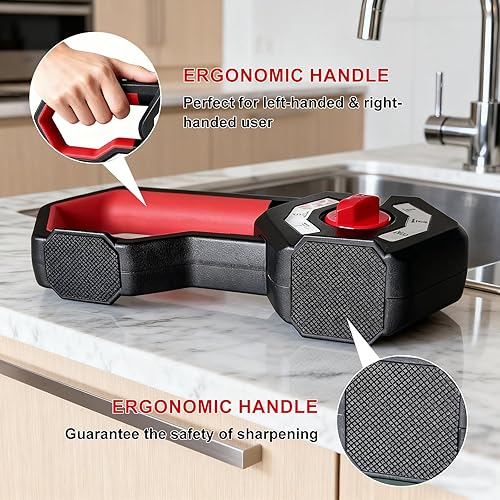 Miniatura 2 de Afilador de cuchillos 6 en 1, afilador de cuchillos de cocina de piedra con ranura para afilar tijeras, varillas de cerámica, esmeril, hojas de