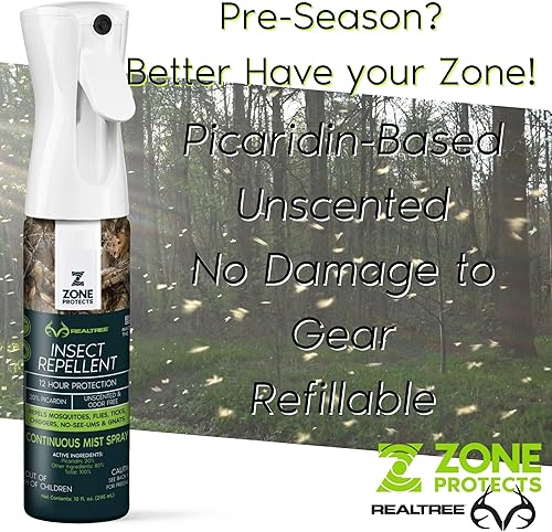 Miniatura 6 de Zone Realtree - Repelente de insectos con picaridina, sin DEET, dos botellas de 4 onzas + repuesto de 8 onzas, sin perfume y sin olor, repele