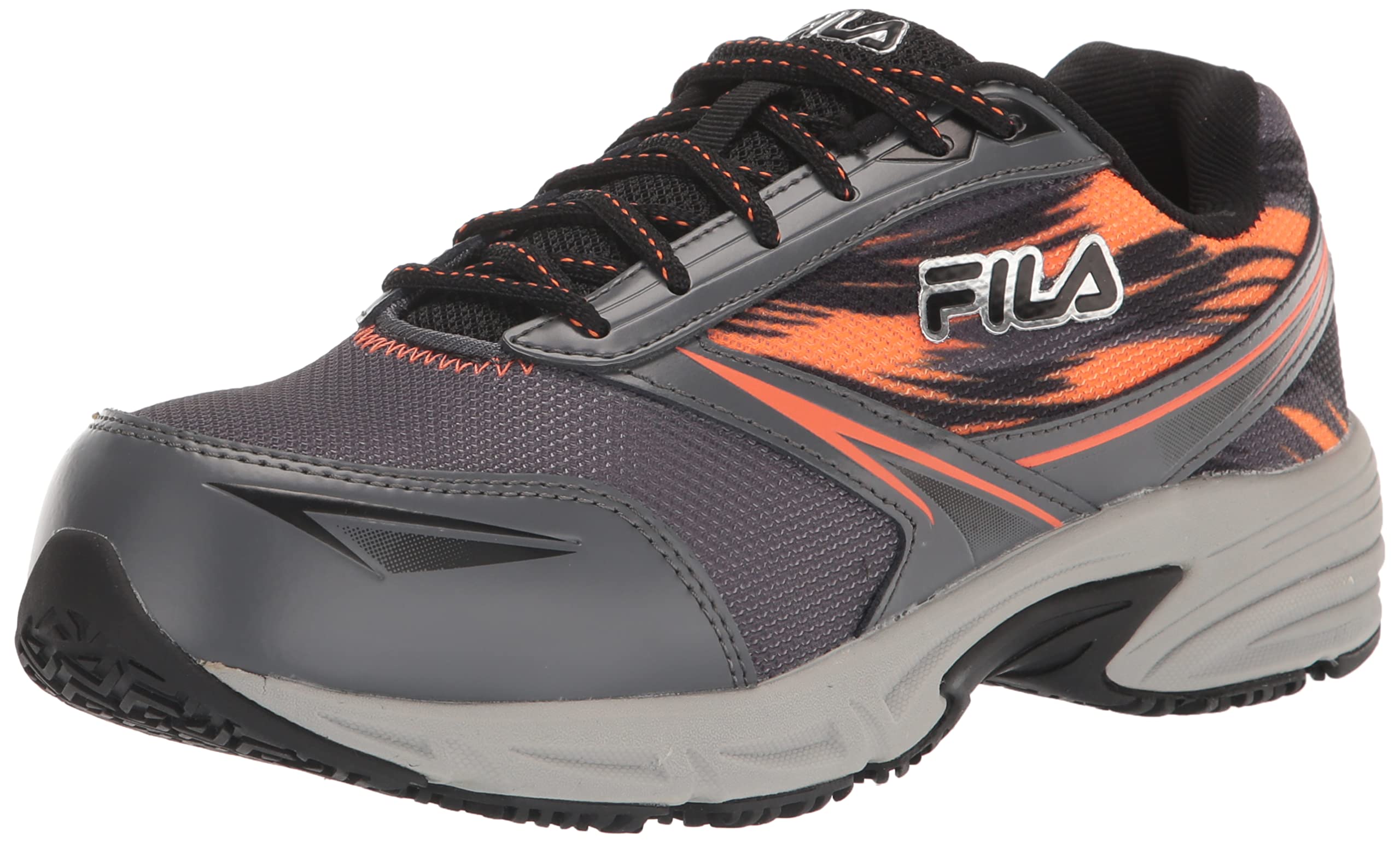 Fila mens Memory Meiera 2 Slip Resistant Composite Toe Trail Running Food Service Shoe, Castlerock/Black/Vibrant Orange, 8.5 US
